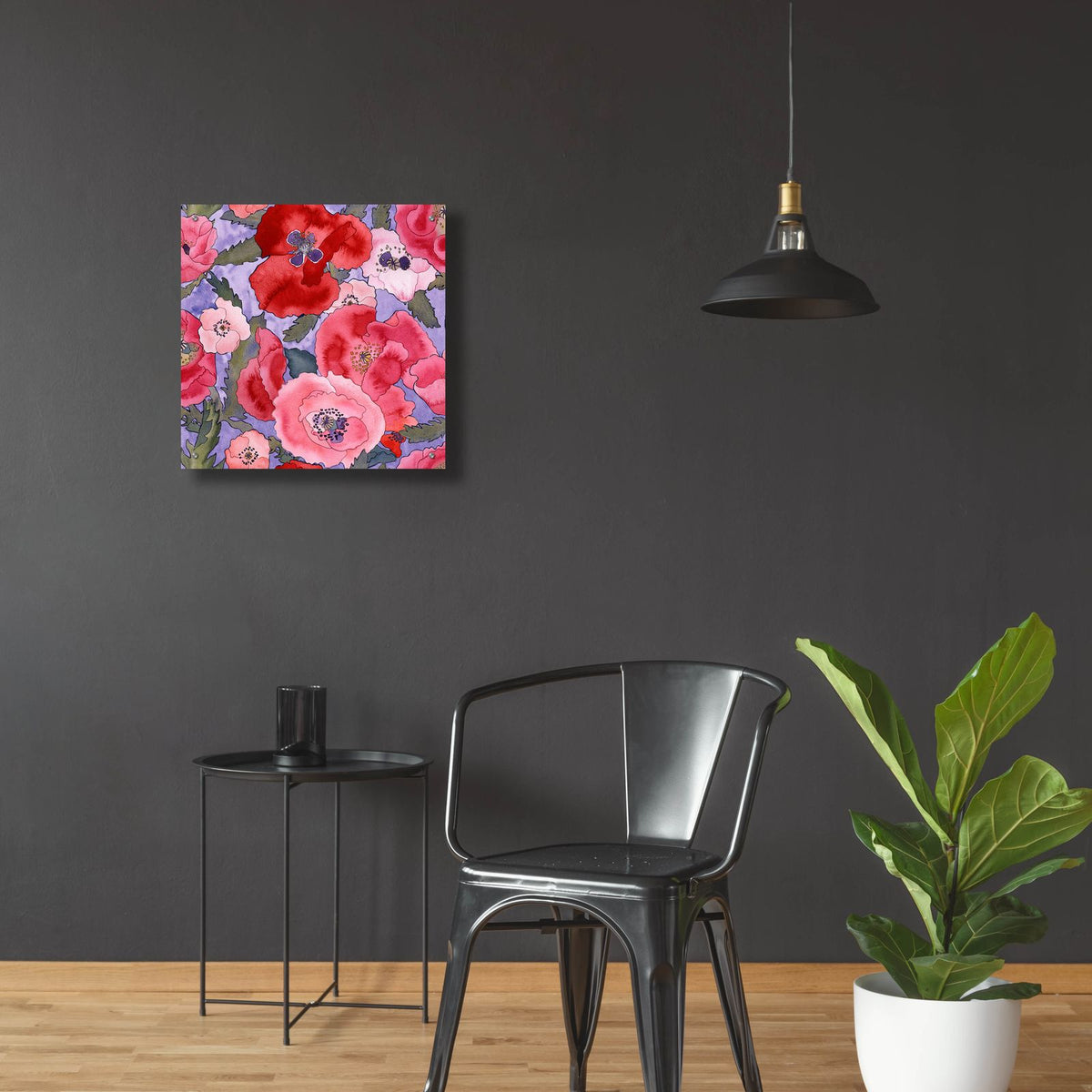 Poppies pattern- light by Carissa Luminess - 24x24 acrylic wall art in a room