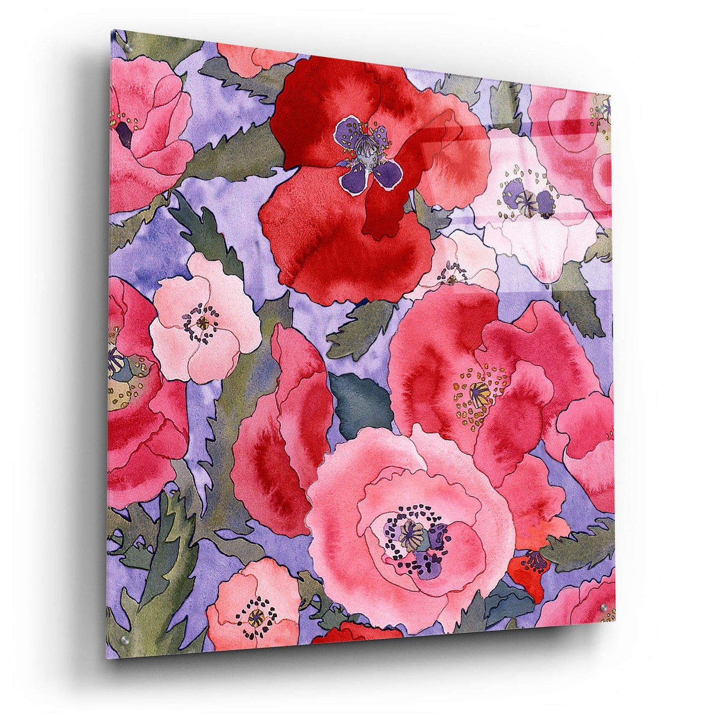 Epic Art 'Poppies pattern- light' by Carissa Luminess, Acrylic Glass Wall Art,36x36