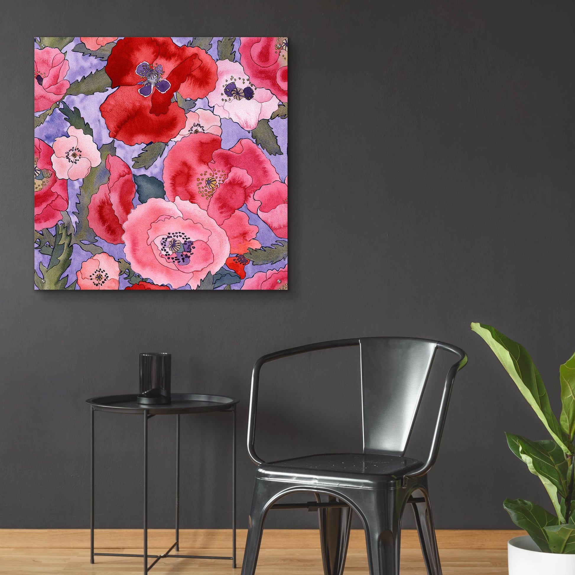 Epic Art 'Poppies pattern- light' by Carissa Luminess, Acrylic Glass Wall Art,36x36