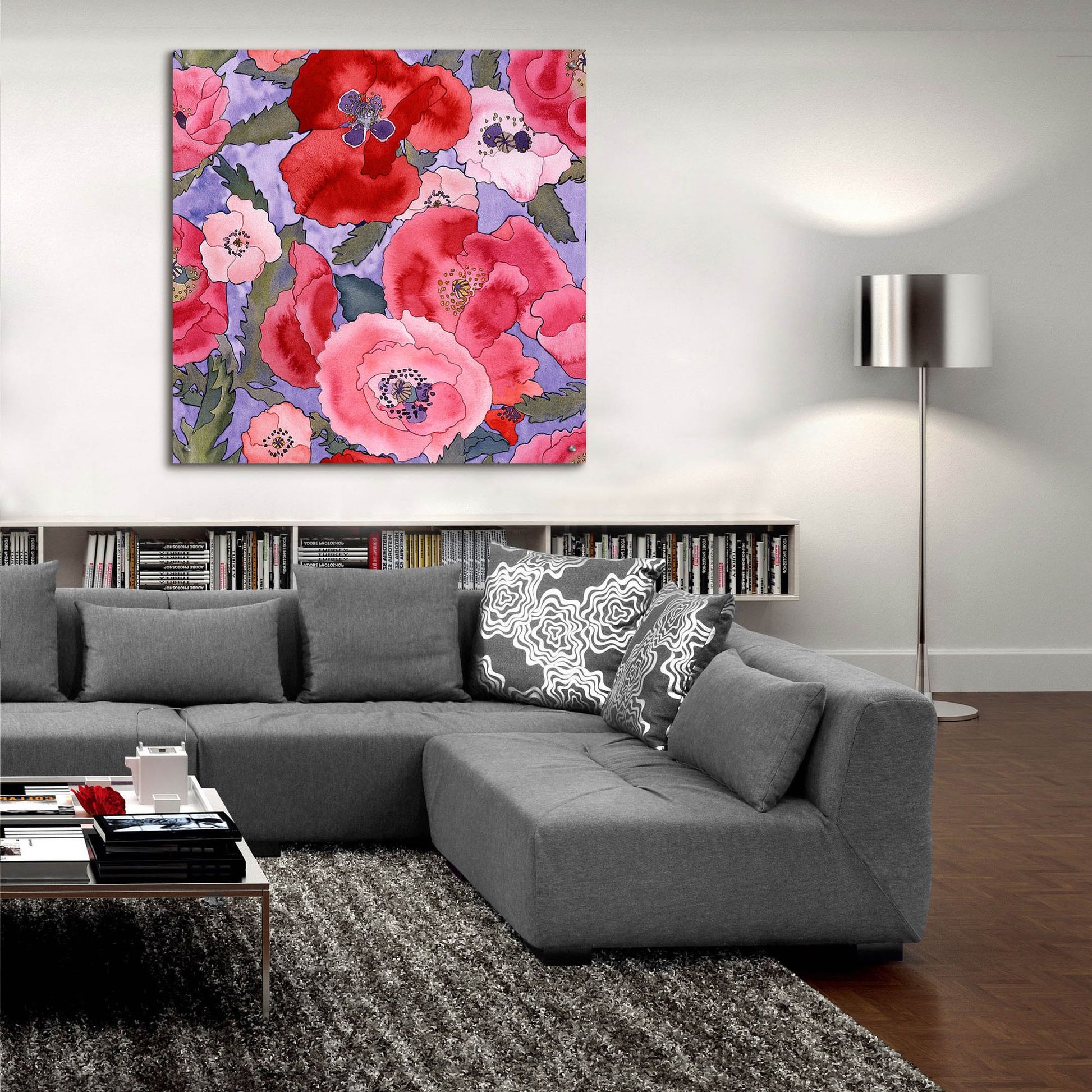 Epic Art 'Poppies pattern- light' by Carissa Luminess, Acrylic Glass Wall Art,36x36