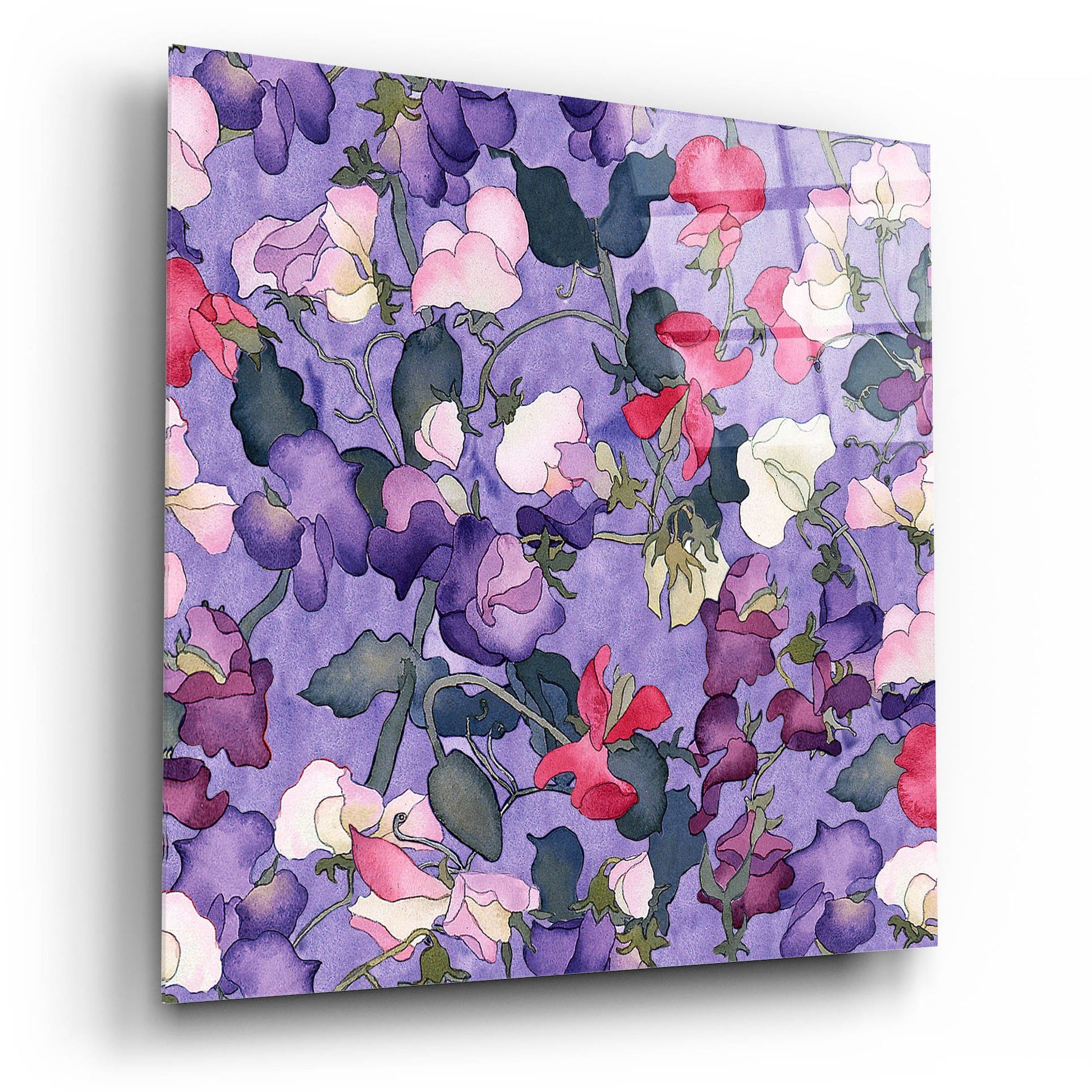 Epic Art 'Sweet peas pattern-light' by Carissa Luminess, Acrylic Glass Wall Art,12x12