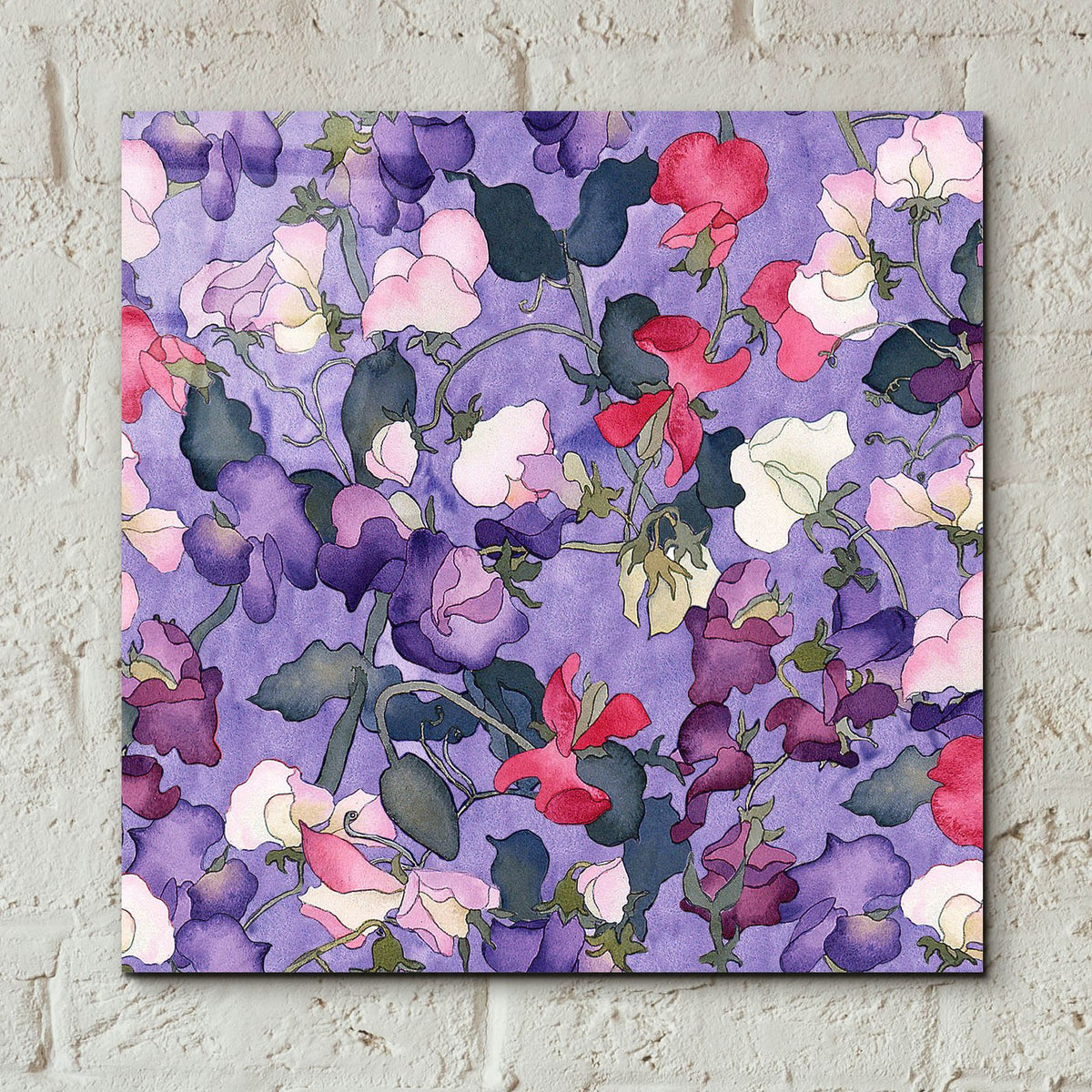 Sweet peas pattern-light by Carissa Luminess - 12x12 acrylic wall art in a room