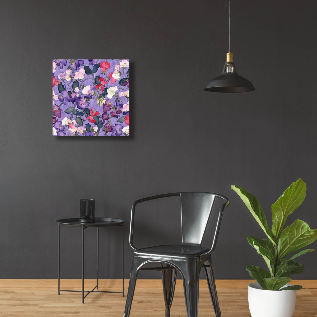 Sweet peas pattern-light by Carissa Luminess - 24x24 acrylic wall art in a room