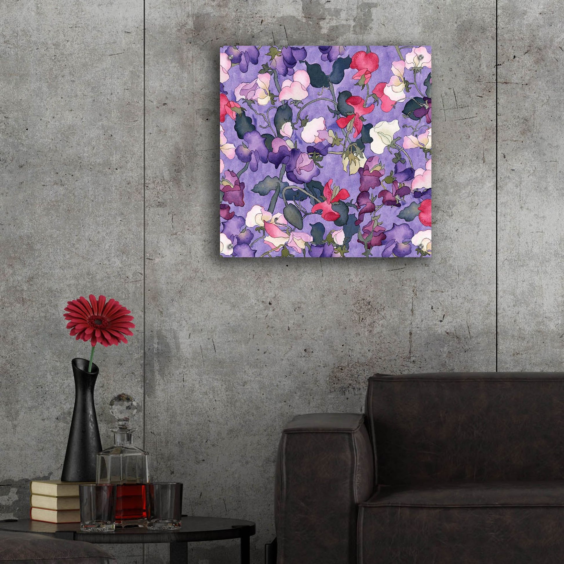 Epic Art 'Sweet peas pattern-light' by Carissa Luminess, Acrylic Glass Wall Art,24x24