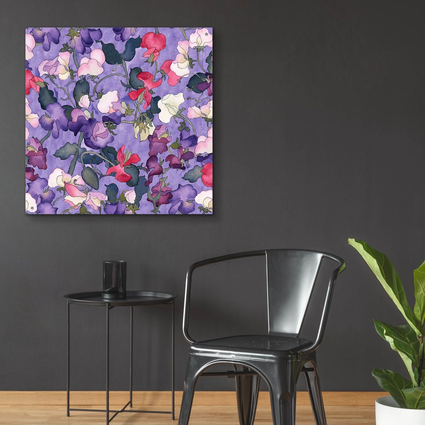 Epic Art 'Sweet peas pattern-light' by Carissa Luminess, Acrylic Glass Wall Art,36x36