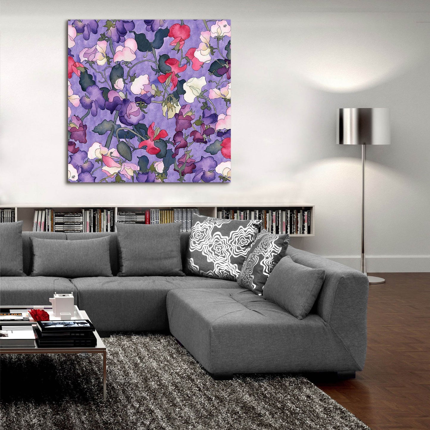 Epic Art 'Sweet peas pattern-light' by Carissa Luminess, Acrylic Glass Wall Art,36x36