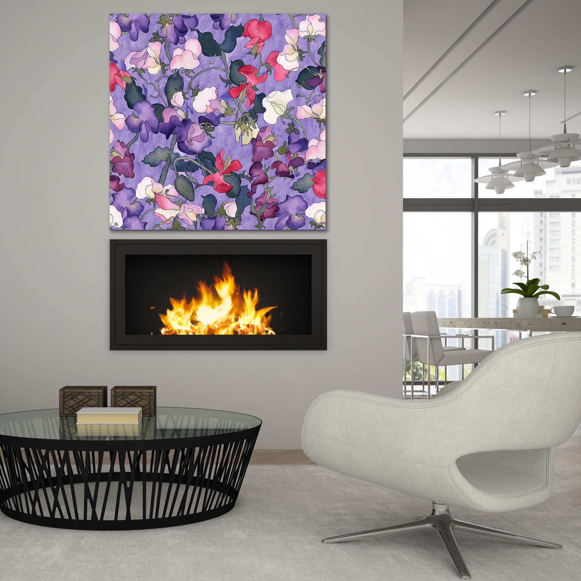 Epic Art 'Sweet peas pattern-light' by Carissa Luminess, Acrylic Glass Wall Art,36x36