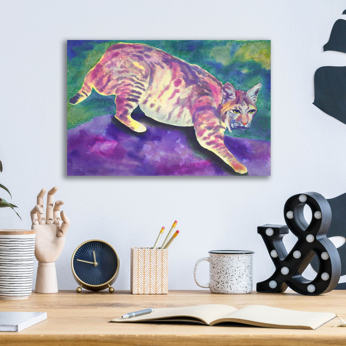 Bobcat by Carissa Luminess - 16x12 acrylic wall art in a room