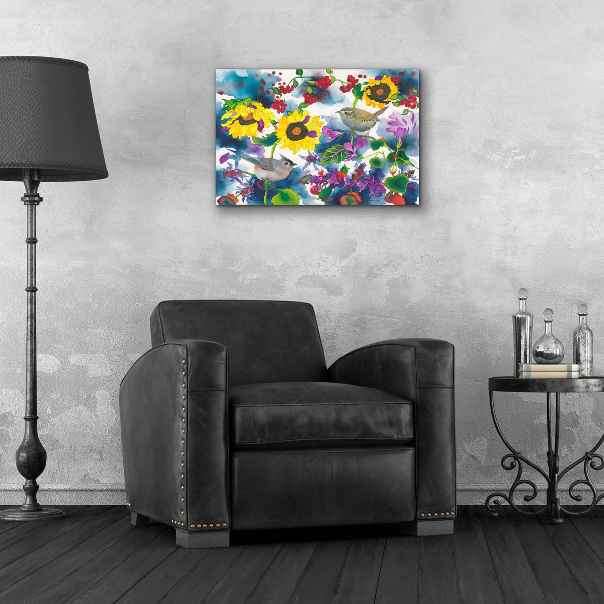 Titmouse & Wren by Carissa Luminess - 24x16 acrylic wall art in a room