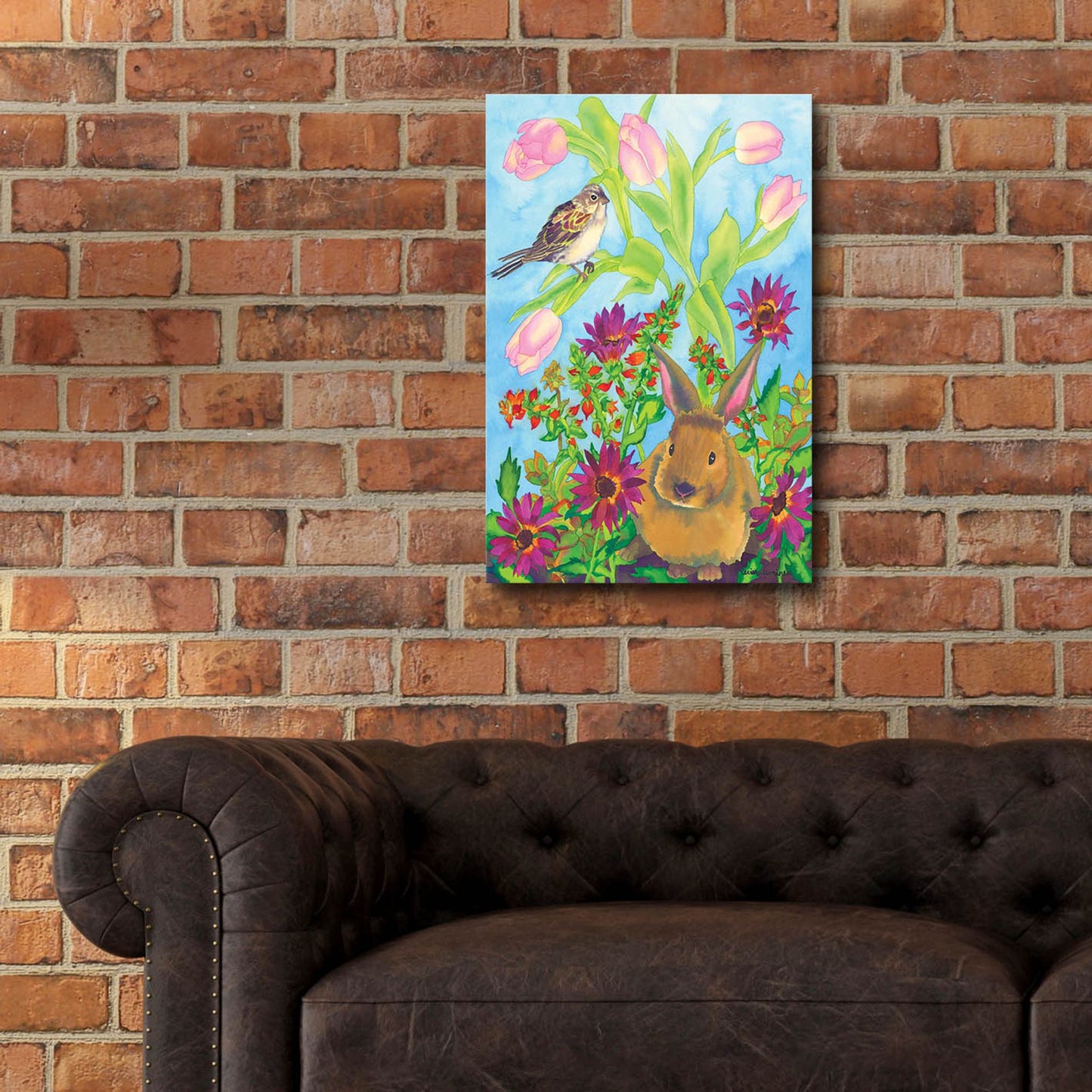 Epic Art 'Bunny and Sparrow' by Carissa Luminess, Acrylic Glass Wall Art,16x24