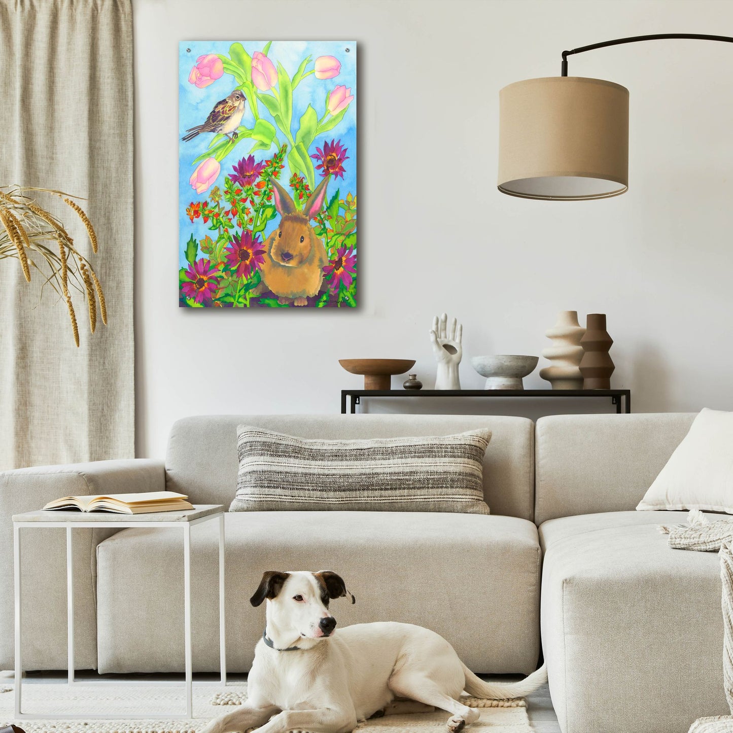 Epic Art 'Bunny and Sparrow' by Carissa Luminess, Acrylic Glass Wall Art,24x36