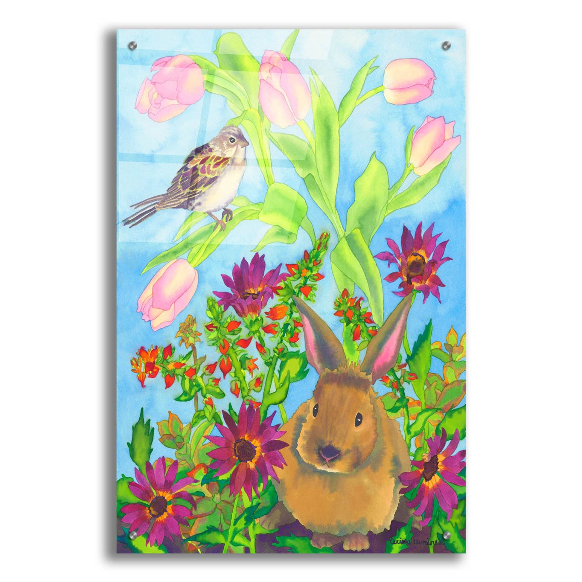 Epic Art 'Bunny and Sparrow' by Carissa Luminess, Acrylic Glass Wall Art,24x36