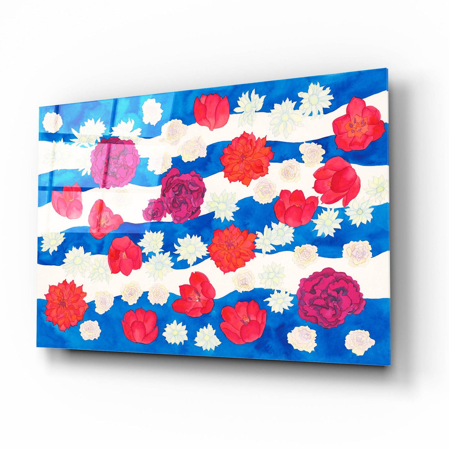 Epic Art 'Patriotic Floral' by Carissa Luminess, Acrylic Glass Wall Art,16x12