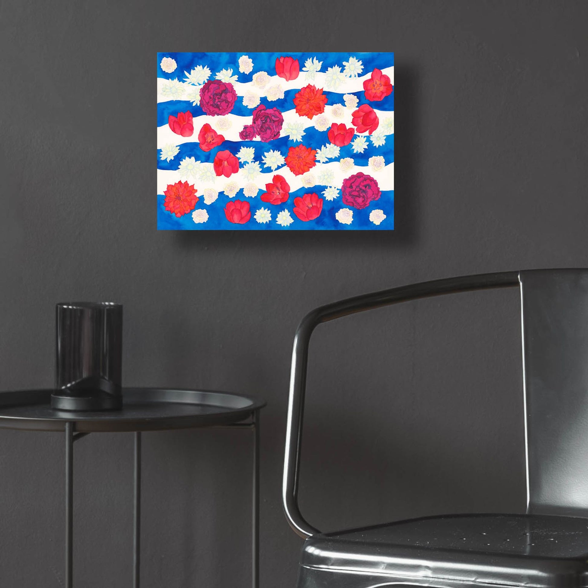 Epic Art 'Patriotic Floral' by Carissa Luminess, Acrylic Glass Wall Art,16x12