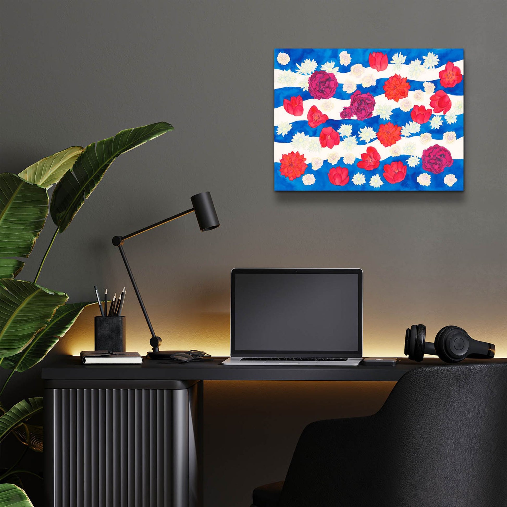 Epic Art 'Patriotic Floral' by Carissa Luminess, Acrylic Glass Wall Art,16x12