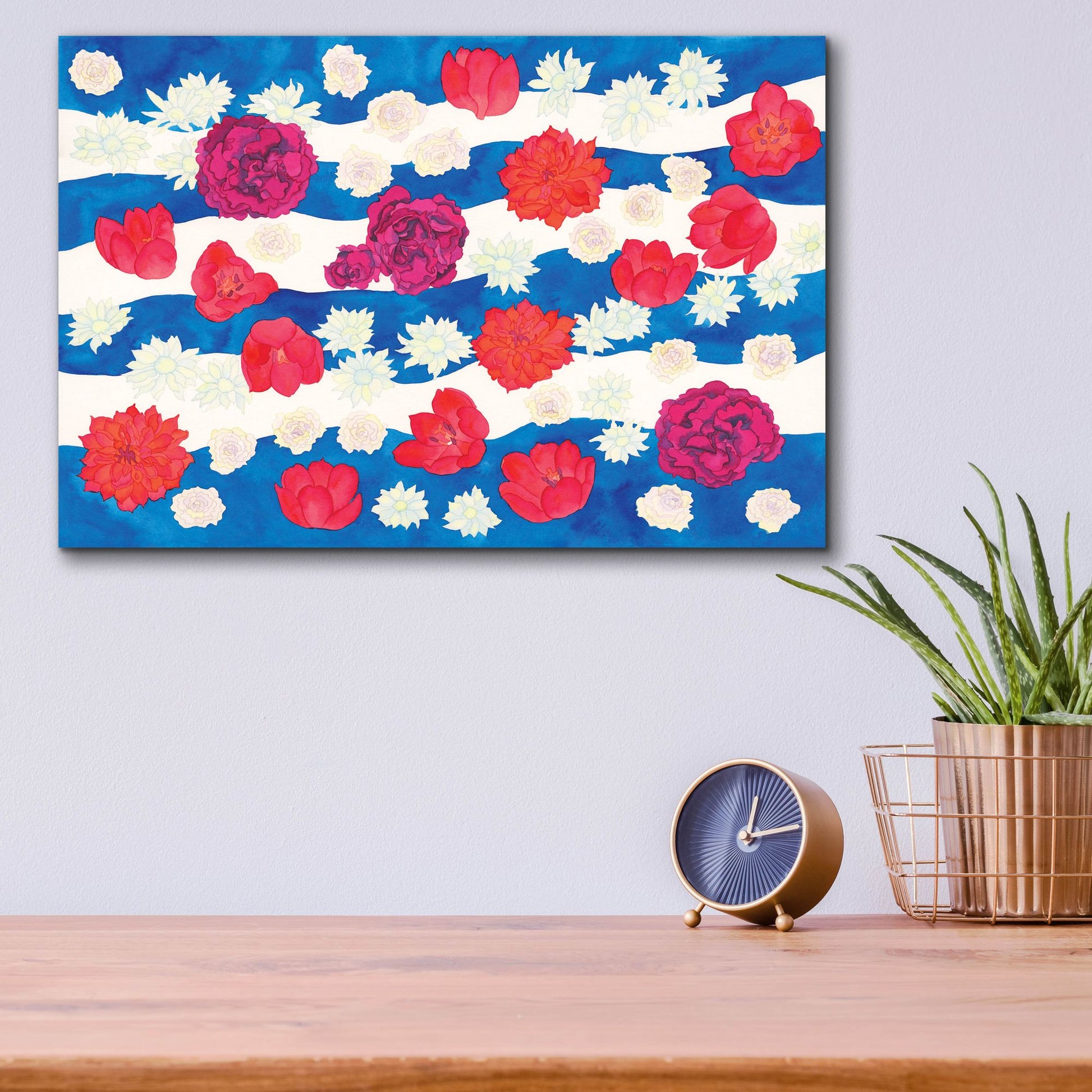 Epic Art 'Patriotic Floral' by Carissa Luminess, Acrylic Glass Wall Art,16x12