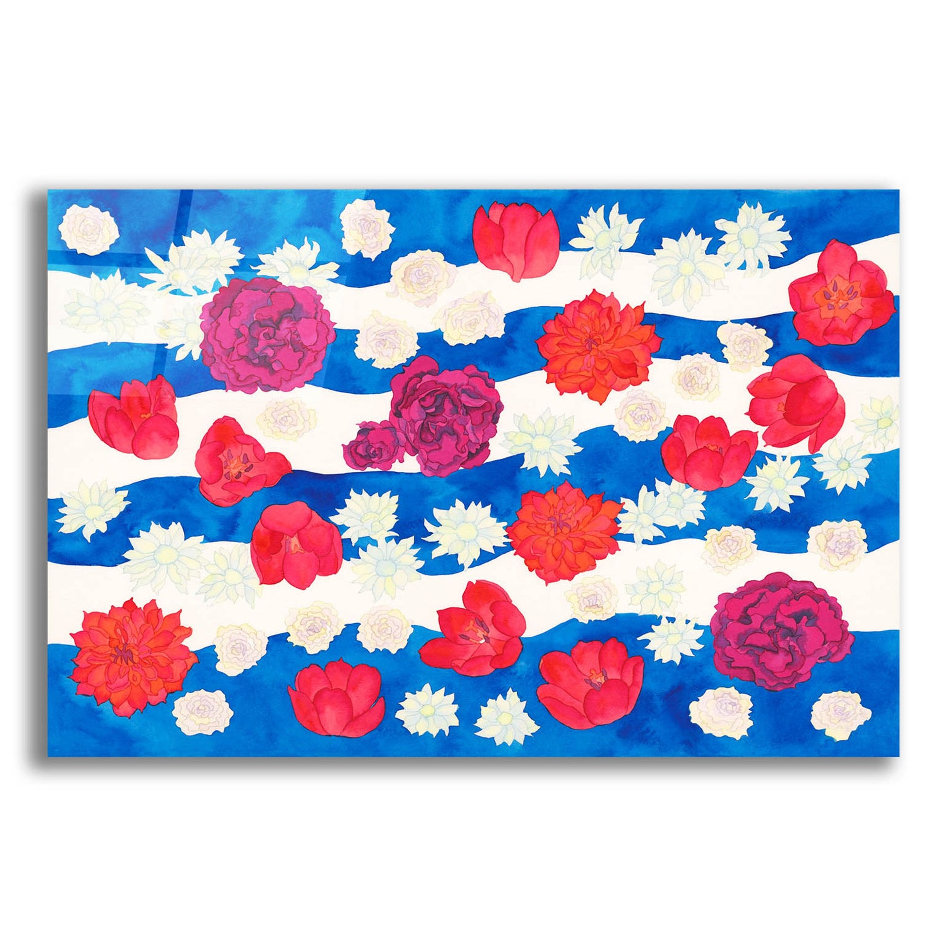 Epic Art 'Patriotic Floral' by Carissa Luminess, Acrylic Glass Wall Art,16x12