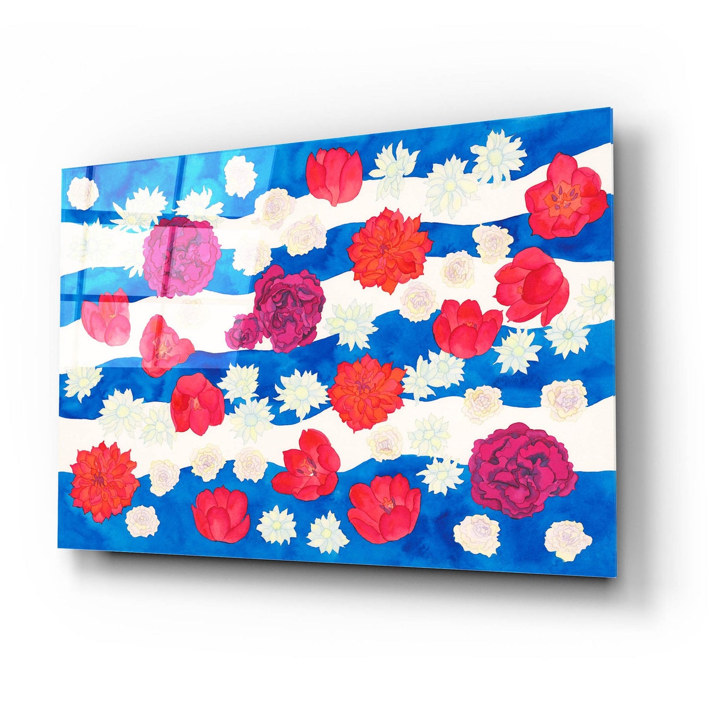 Epic Art 'Patriotic Floral' by Carissa Luminess, Acrylic Glass Wall Art,24x16