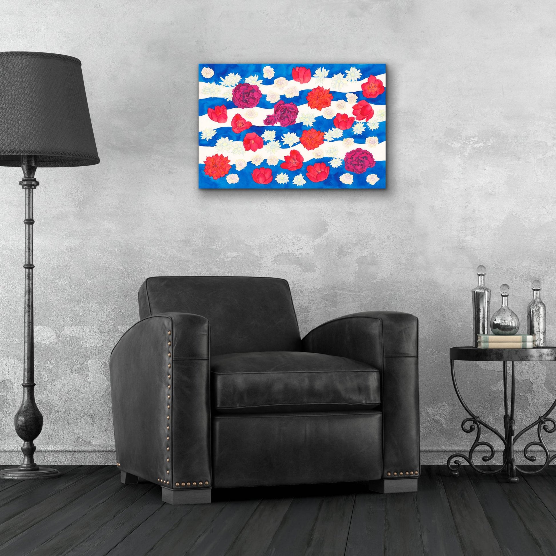 Epic Art 'Patriotic Floral' by Carissa Luminess, Acrylic Glass Wall Art,24x16