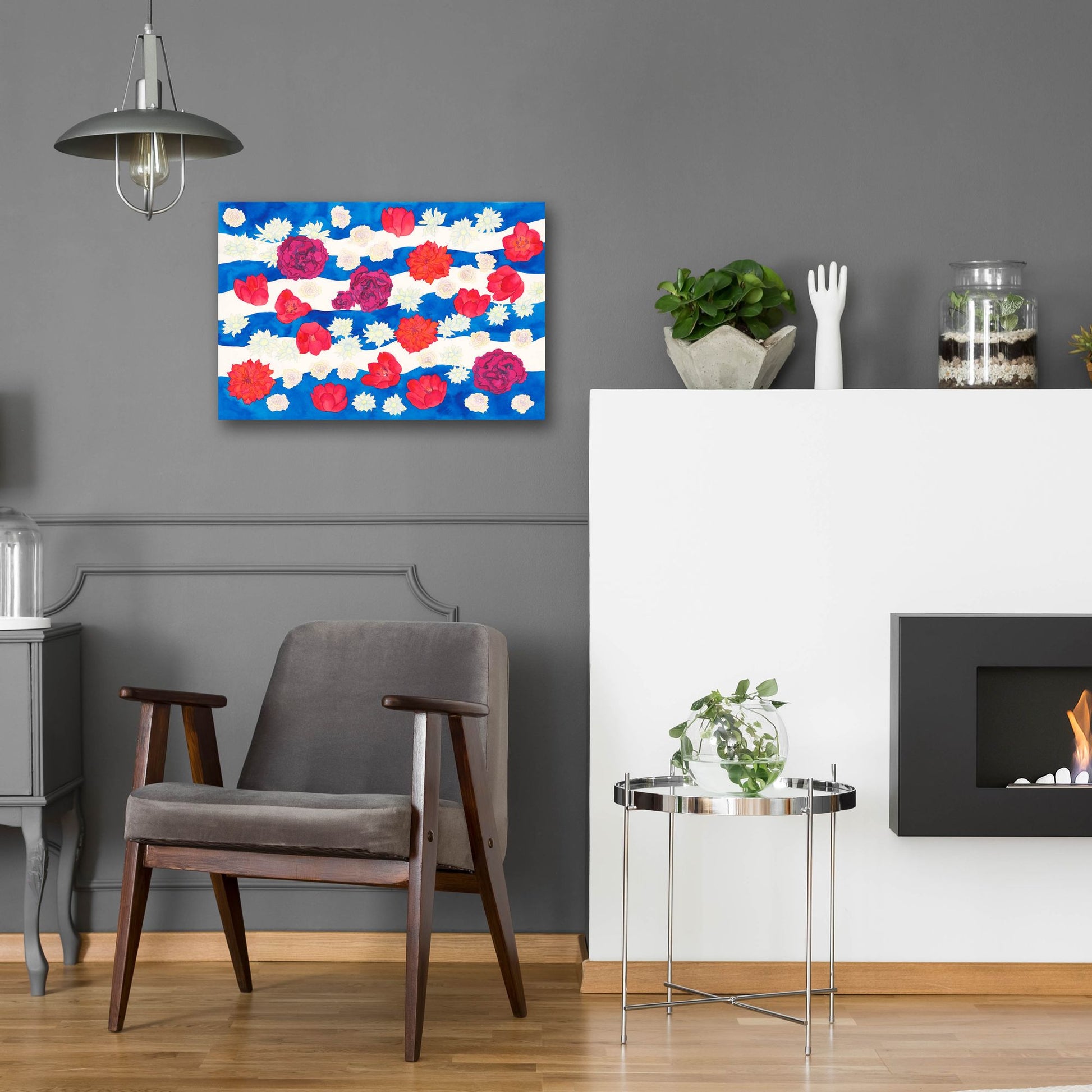 Epic Art 'Patriotic Floral' by Carissa Luminess, Acrylic Glass Wall Art,24x16