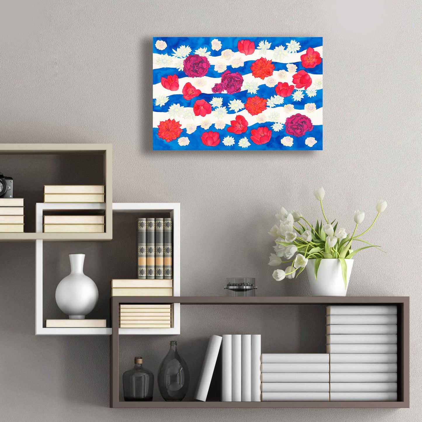 Epic Art 'Patriotic Floral' by Carissa Luminess, Acrylic Glass Wall Art,24x16