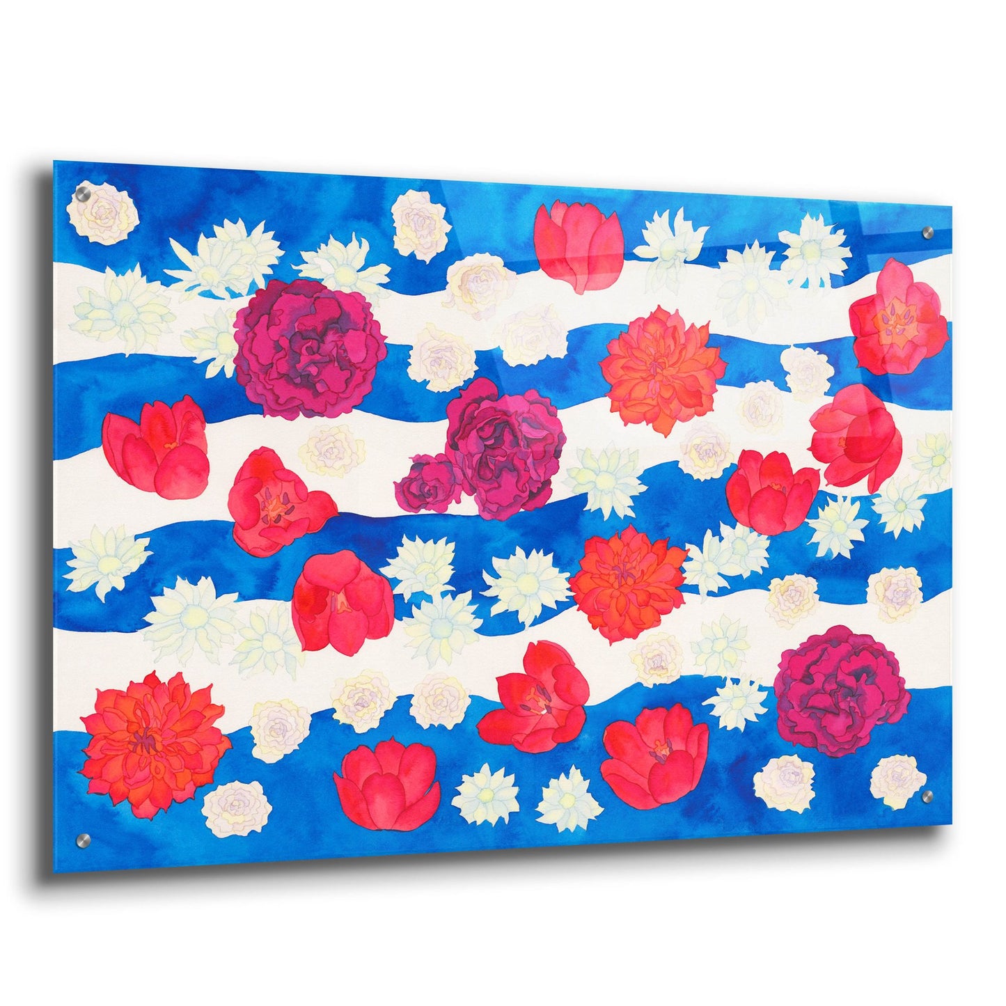 Epic Art 'Patriotic Floral' by Carissa Luminess, Acrylic Glass Wall Art,36x24