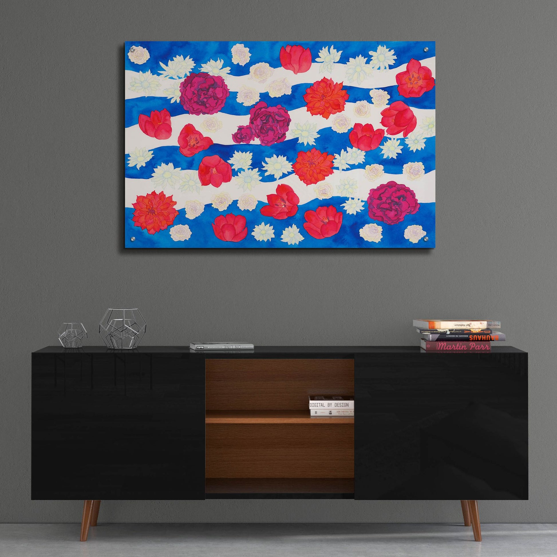 Epic Art 'Patriotic Floral' by Carissa Luminess, Acrylic Glass Wall Art,36x24