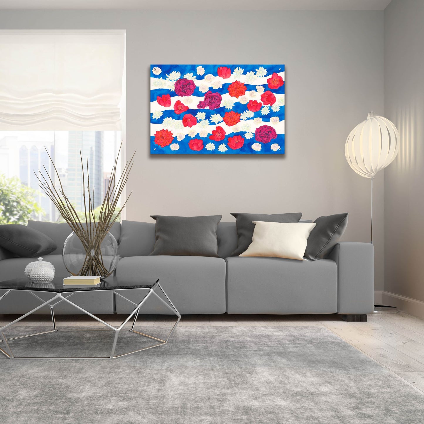 Epic Art 'Patriotic Floral' by Carissa Luminess, Acrylic Glass Wall Art,36x24