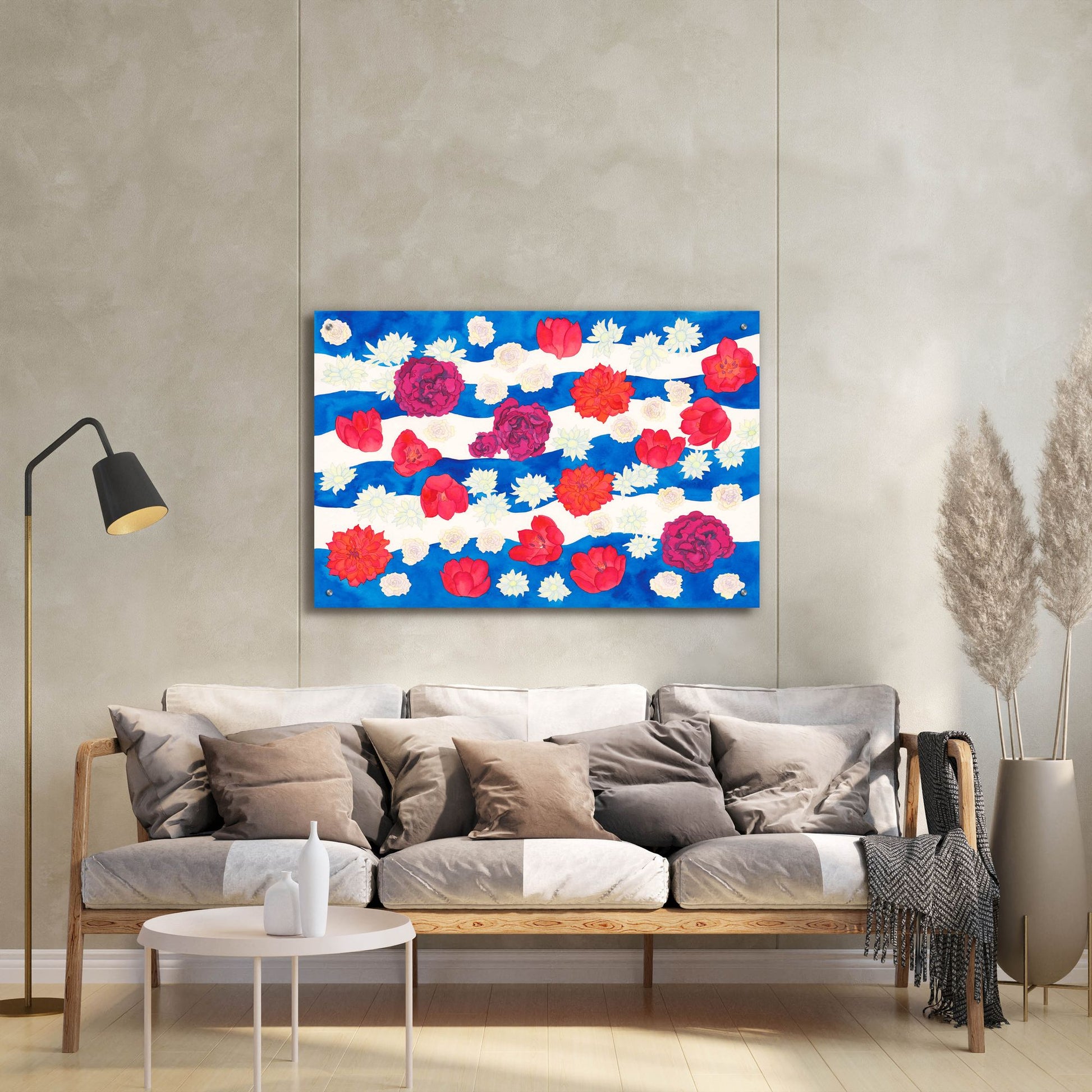 Epic Art 'Patriotic Floral' by Carissa Luminess, Acrylic Glass Wall Art,36x24