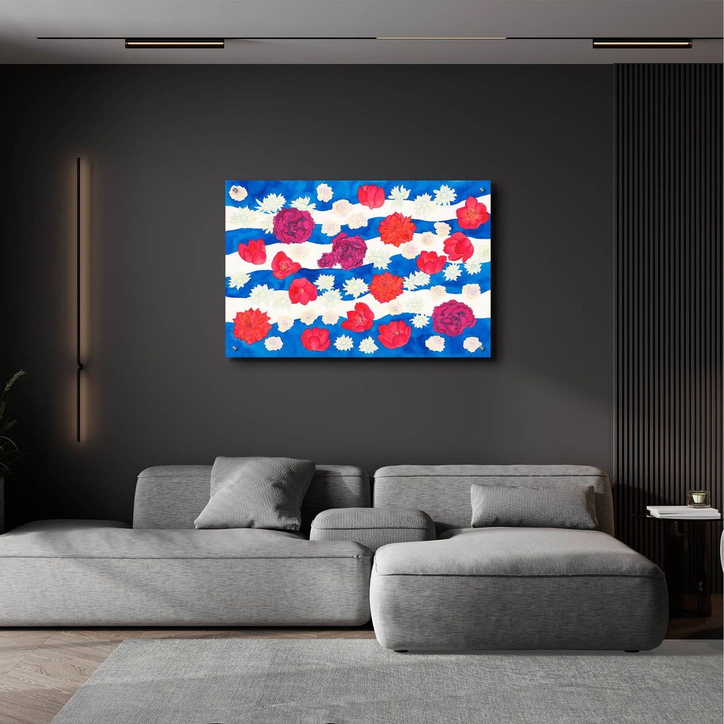 Epic Art 'Patriotic Floral' by Carissa Luminess, Acrylic Glass Wall Art,36x24