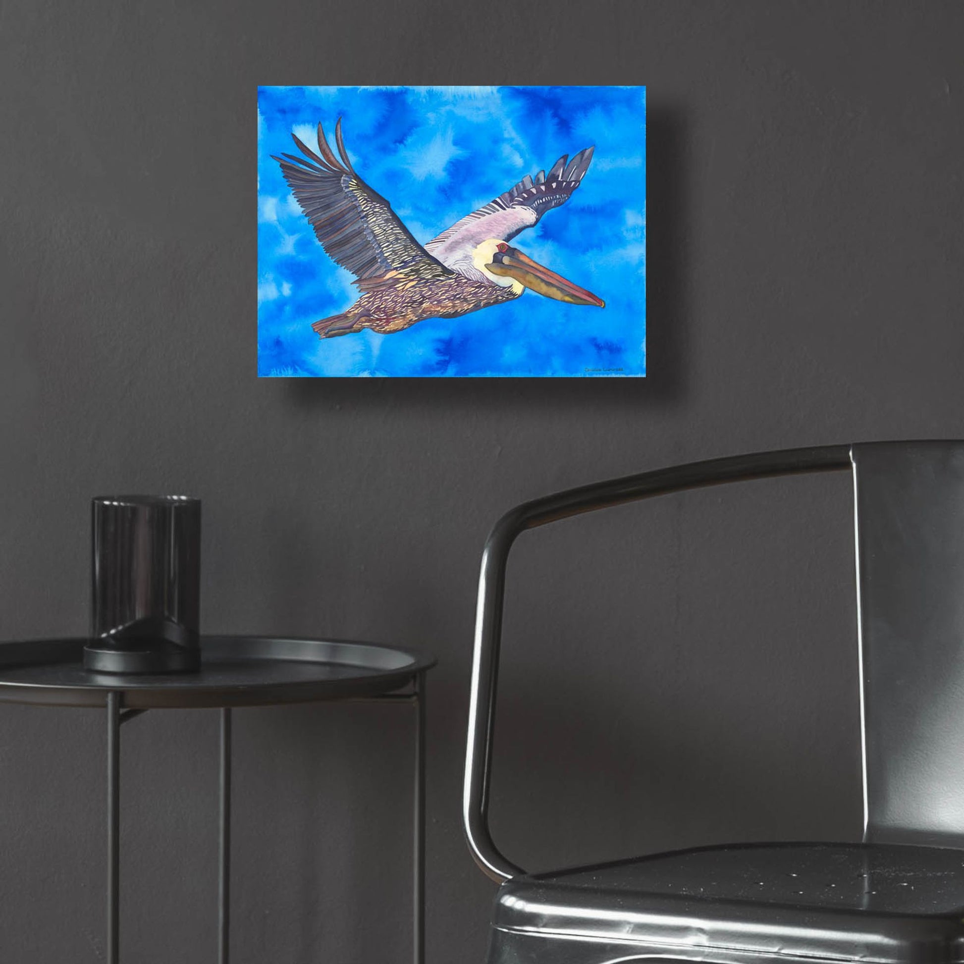 Epic Art 'Flying Pelican' by Carissa Luminess, Acrylic Glass Wall Art,16x12