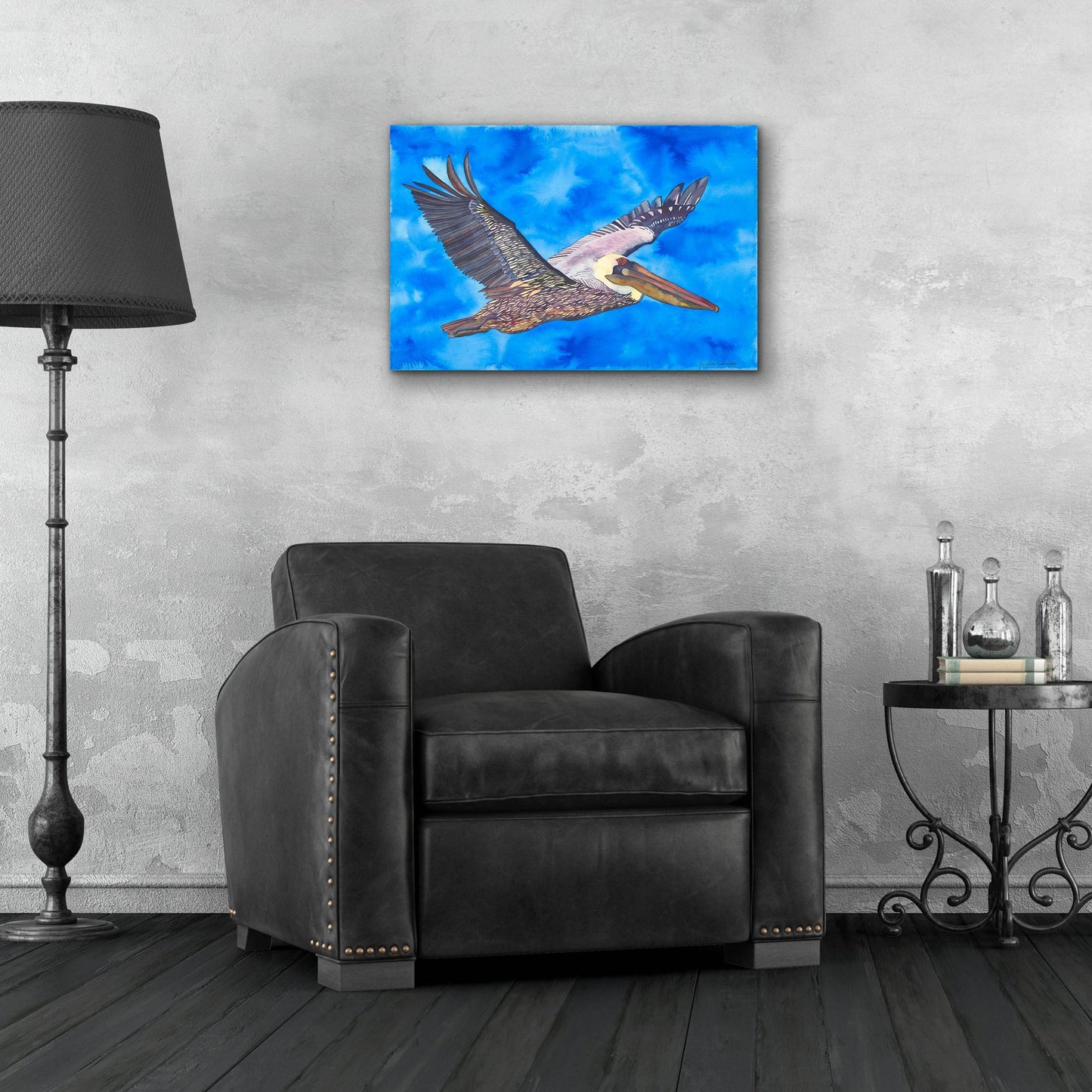 Epic Art 'Flying Pelican' by Carissa Luminess, Acrylic Glass Wall Art,24x16