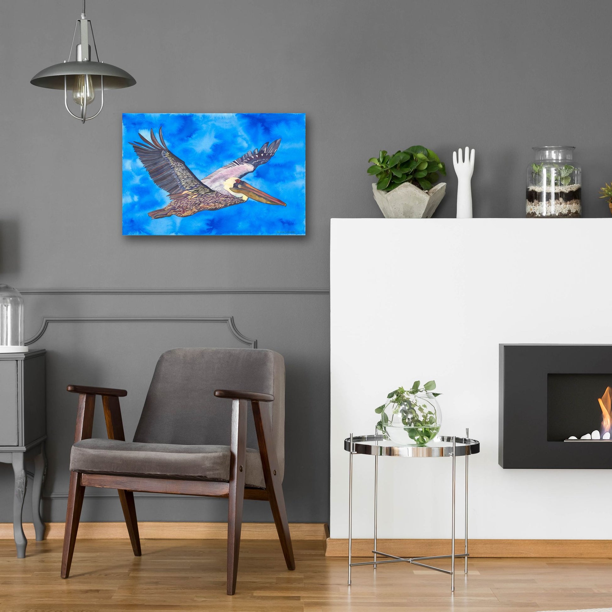 Epic Art 'Flying Pelican' by Carissa Luminess, Acrylic Glass Wall Art,24x16