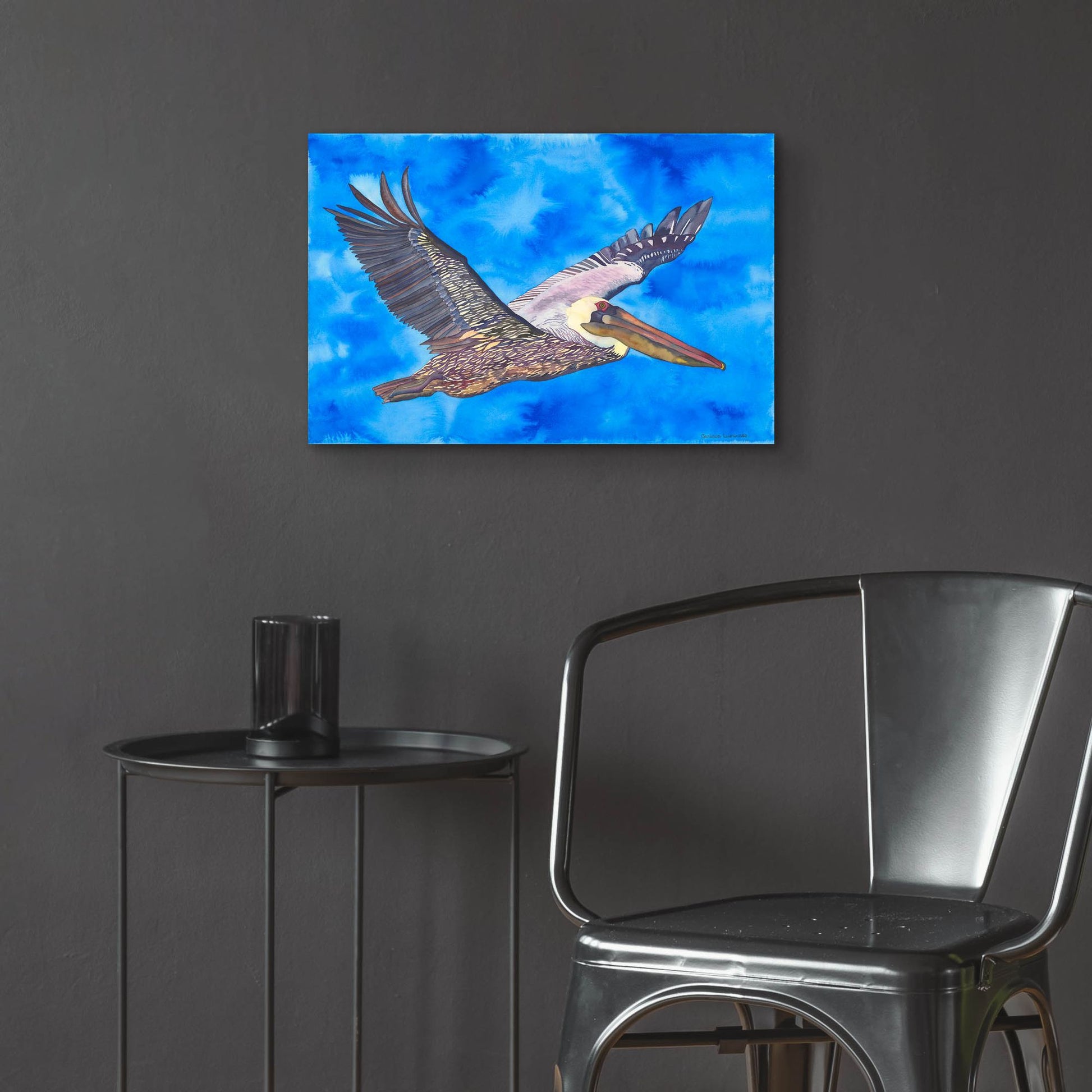 Epic Art 'Flying Pelican' by Carissa Luminess, Acrylic Glass Wall Art,24x16