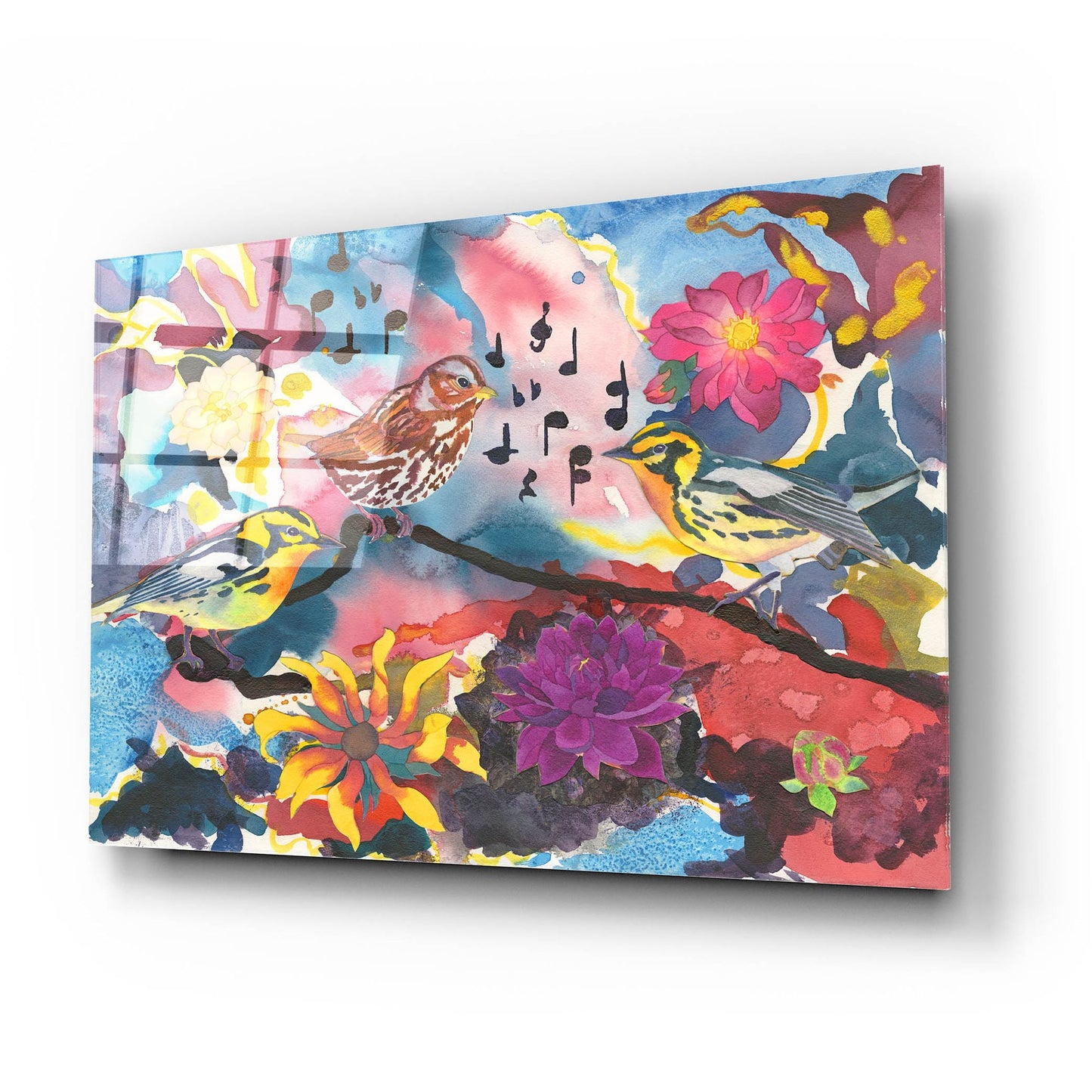 Epic Art 'Three Little Birds' by Carissa Luminess, Acrylic Glass Wall Art,24x16