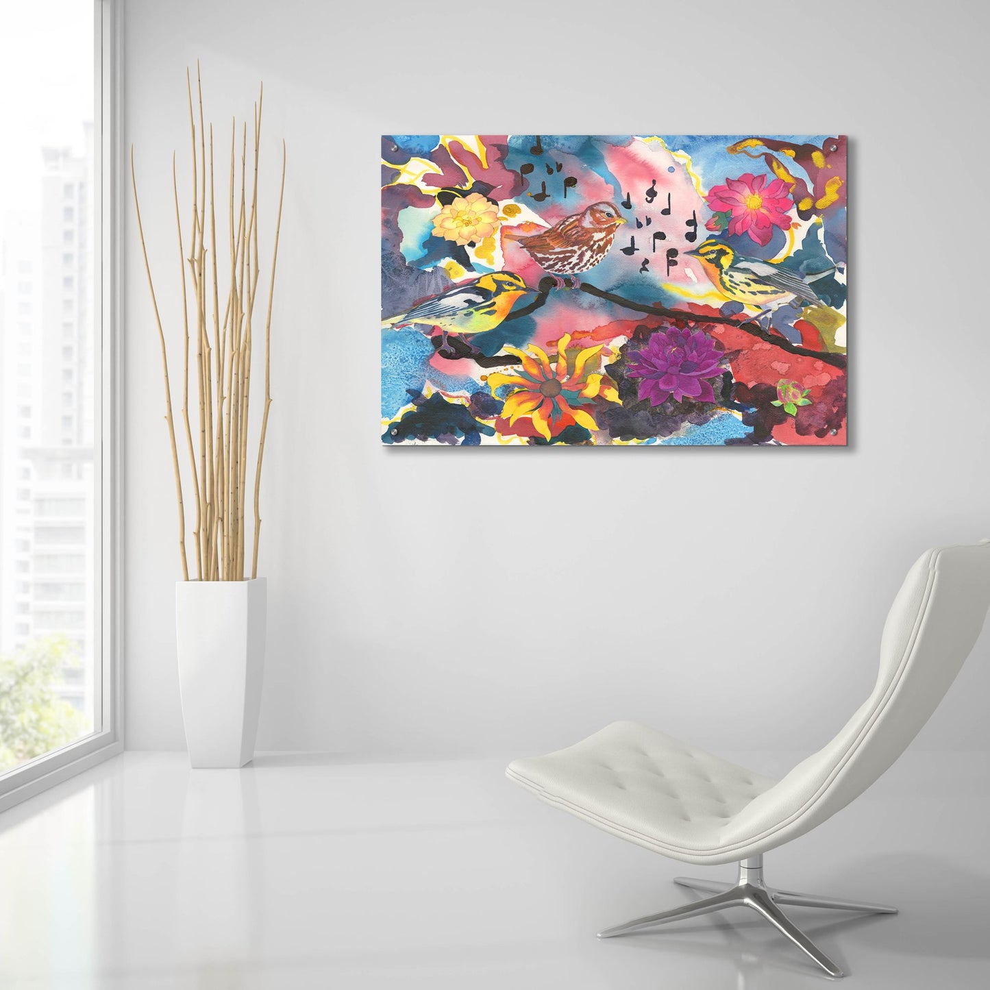 Epic Art 'Three Little Birds' by Carissa Luminess, Acrylic Glass Wall Art,36x24