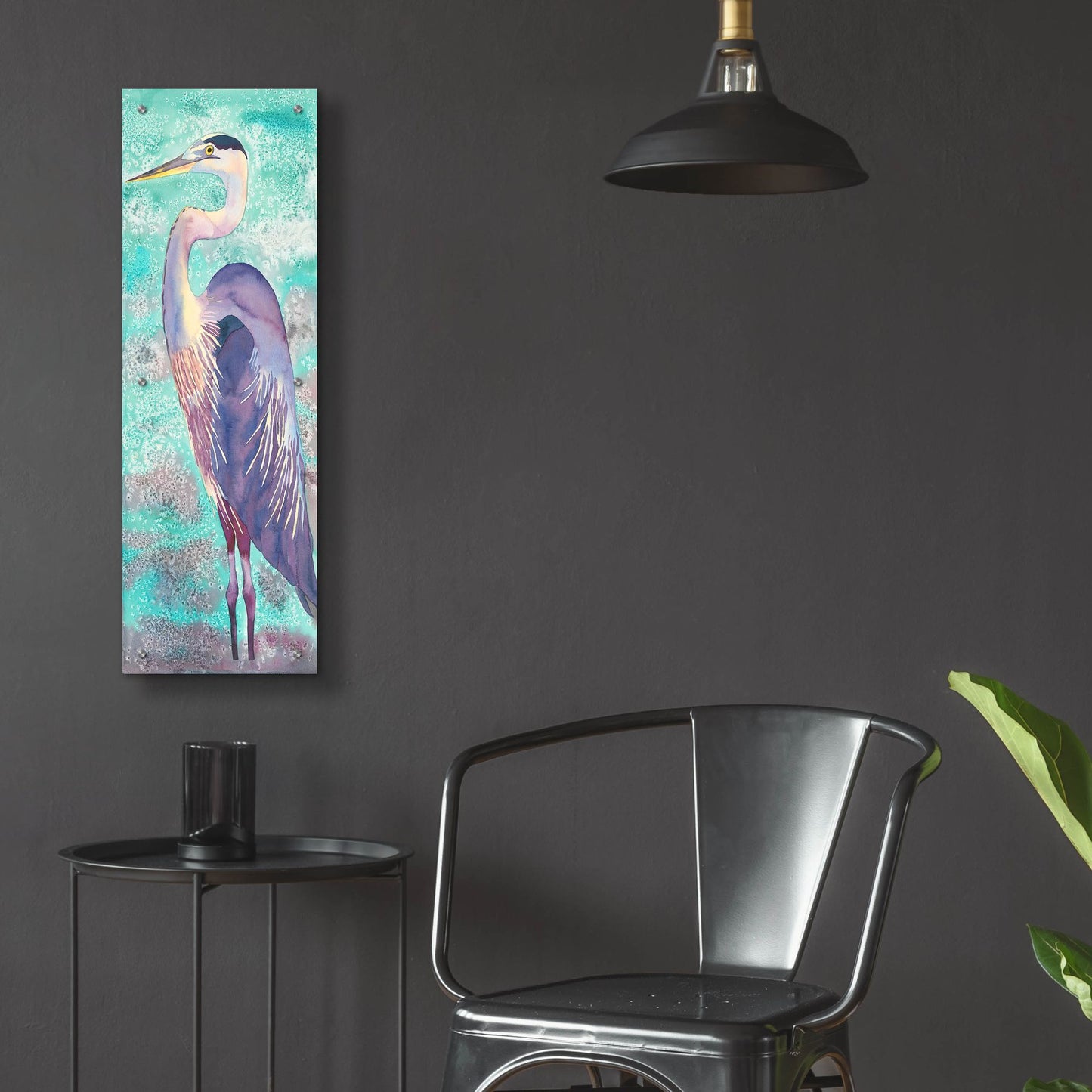 Epic Art 'Great Blue Heron' by Carissa Luminess, Acrylic Glass Wall Art,12x36