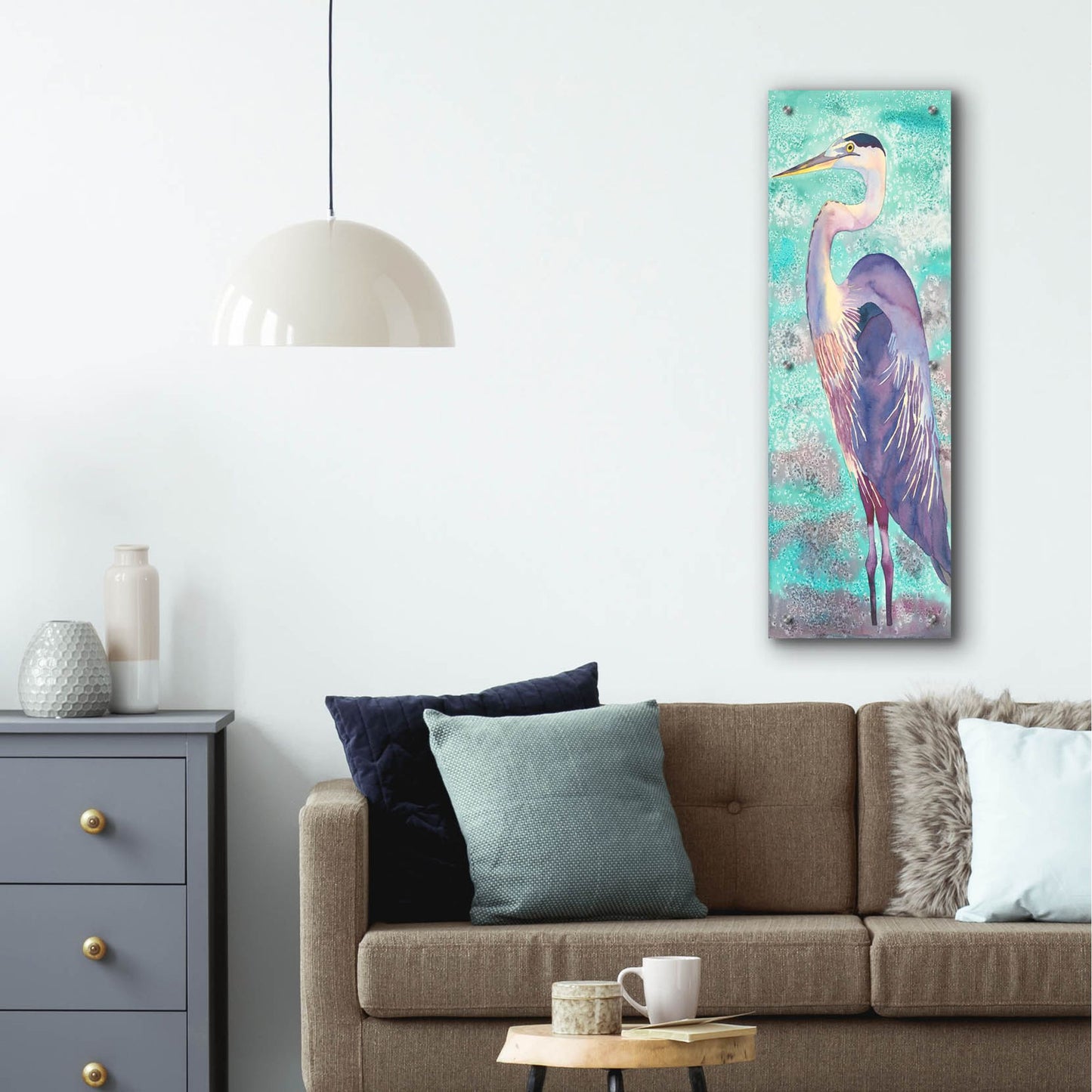 Epic Art 'Great Blue Heron' by Carissa Luminess, Acrylic Glass Wall Art,12x36