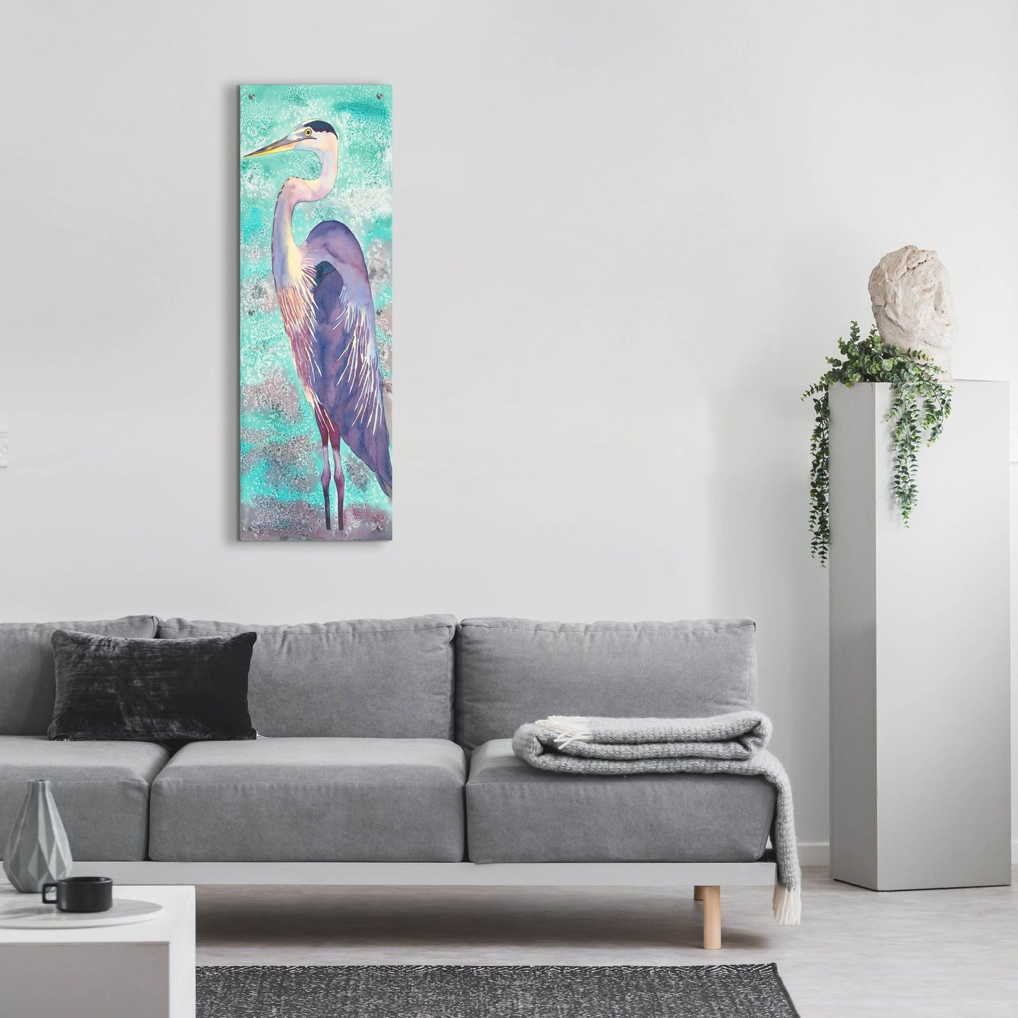 Epic Art 'Great Blue Heron' by Carissa Luminess, Acrylic Glass Wall Art,16x48