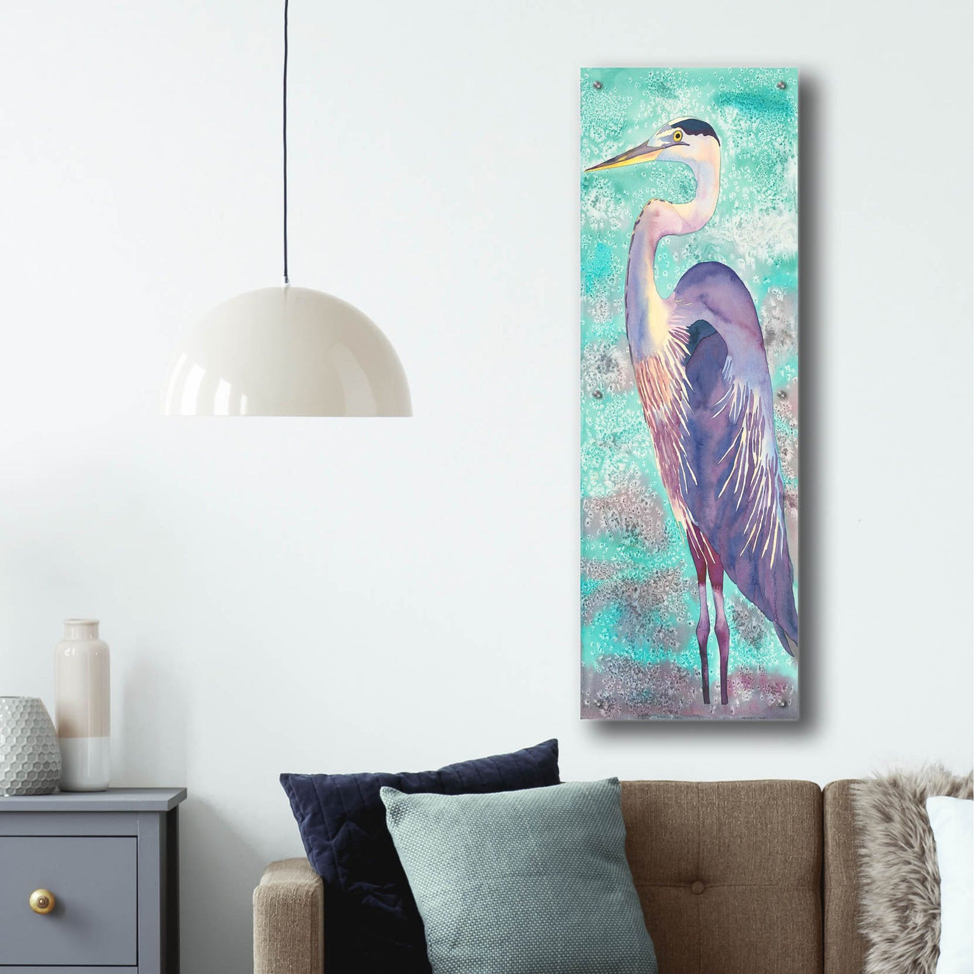 Epic Art 'Great Blue Heron' by Carissa Luminess, Acrylic Glass Wall Art,16x48