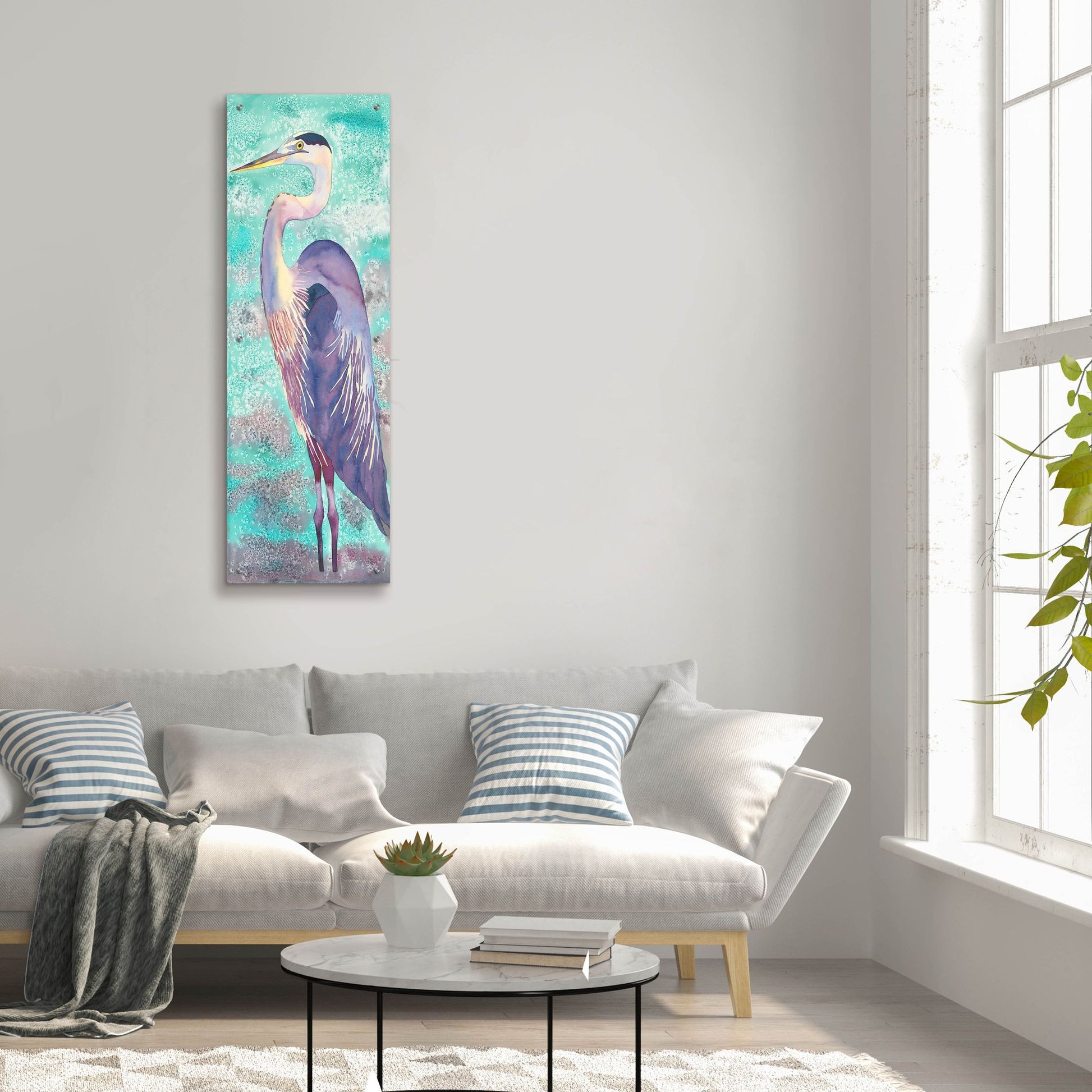 Epic Art 'Great Blue Heron' by Carissa Luminess, Acrylic Glass Wall Art,16x48