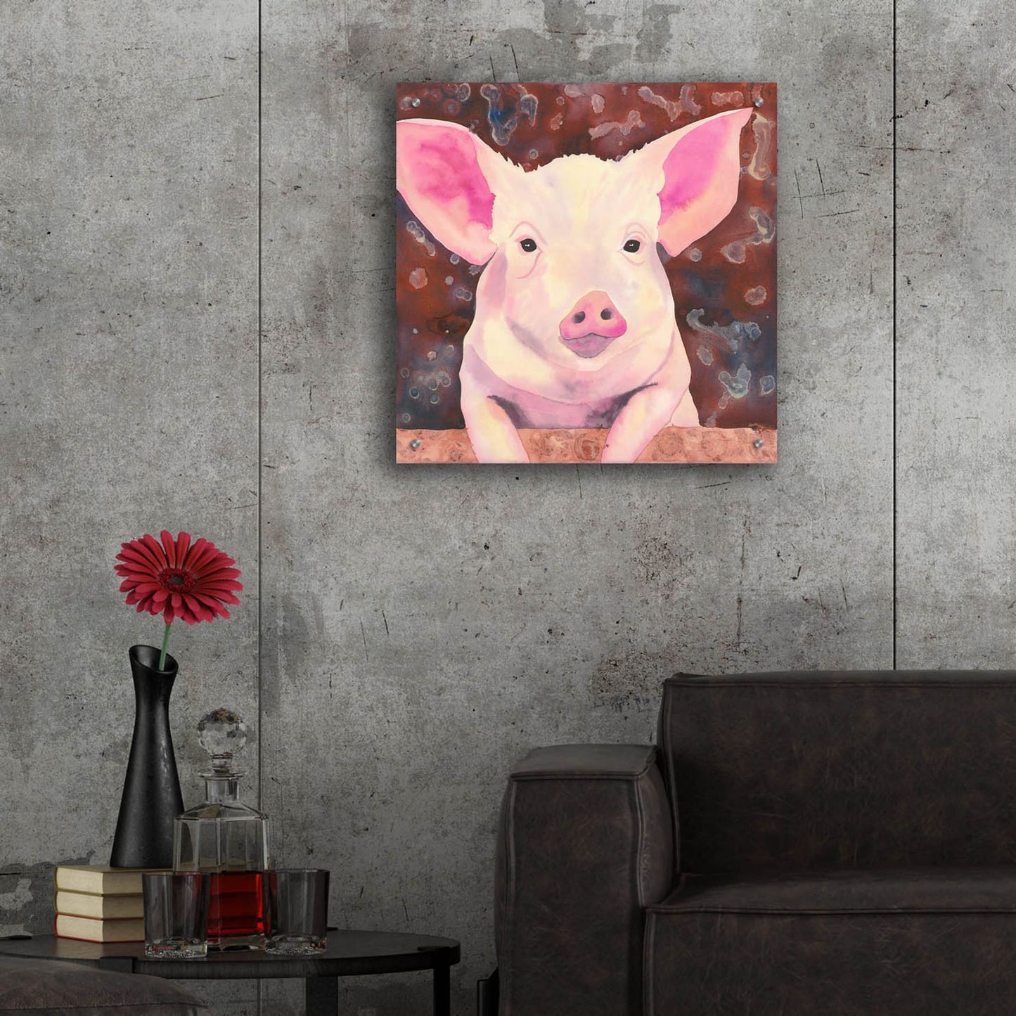 Epic Art 'Pig' by Carissa Luminess, Acrylic Glass Wall Art,24x24