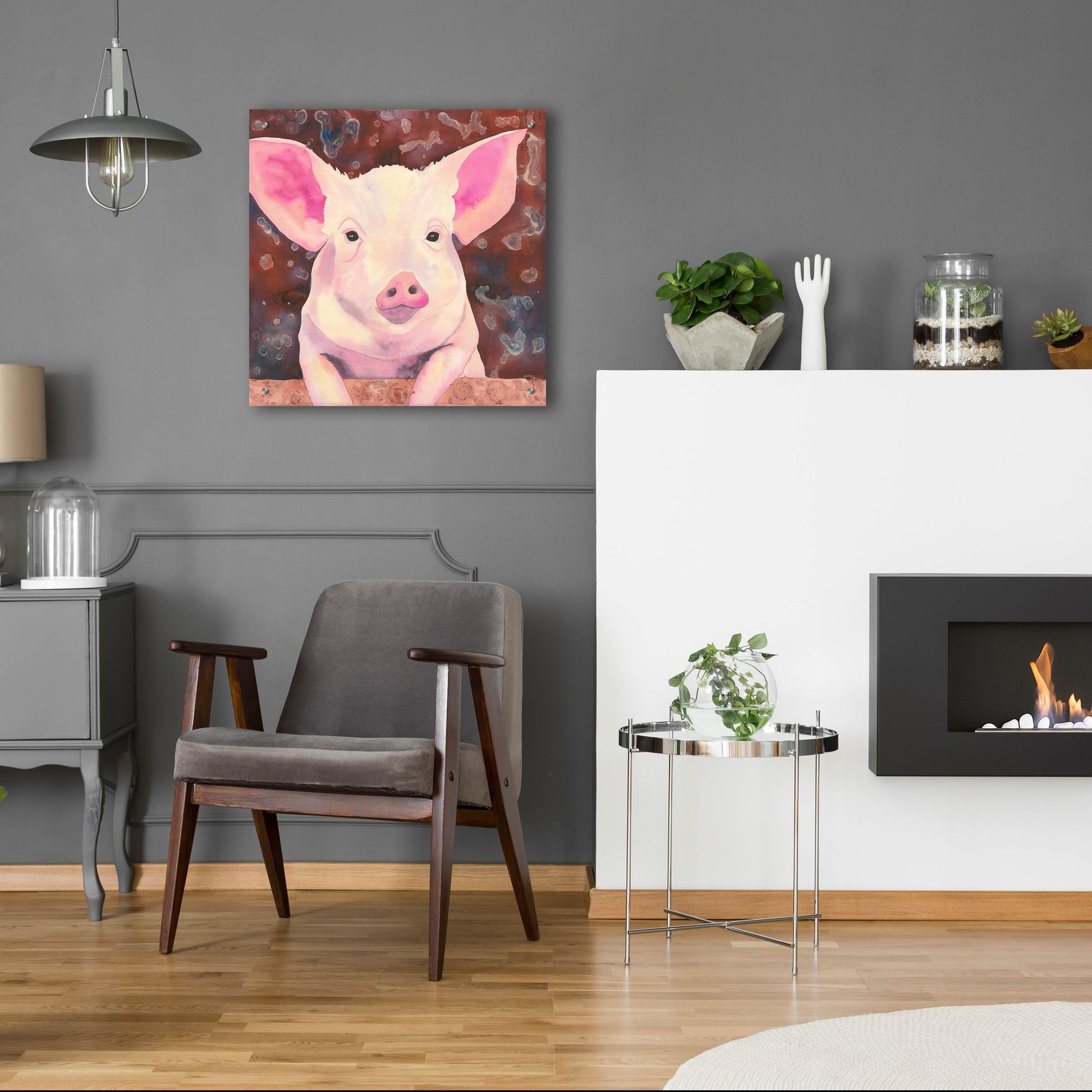 Epic Art 'Pig' by Carissa Luminess, Acrylic Glass Wall Art,24x24