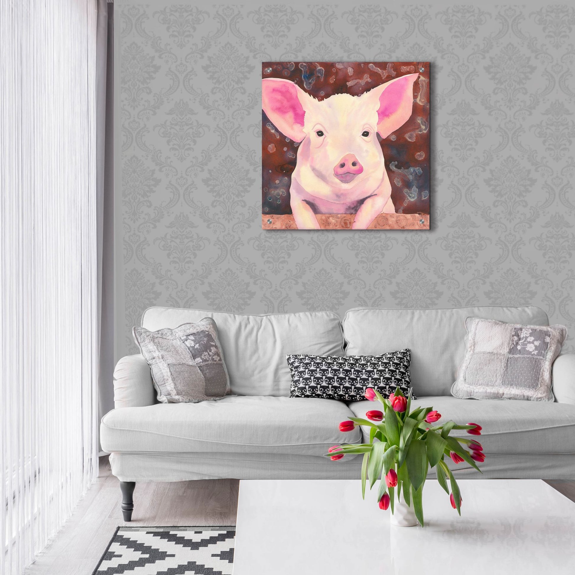 Epic Art 'Pig' by Carissa Luminess, Acrylic Glass Wall Art,24x24