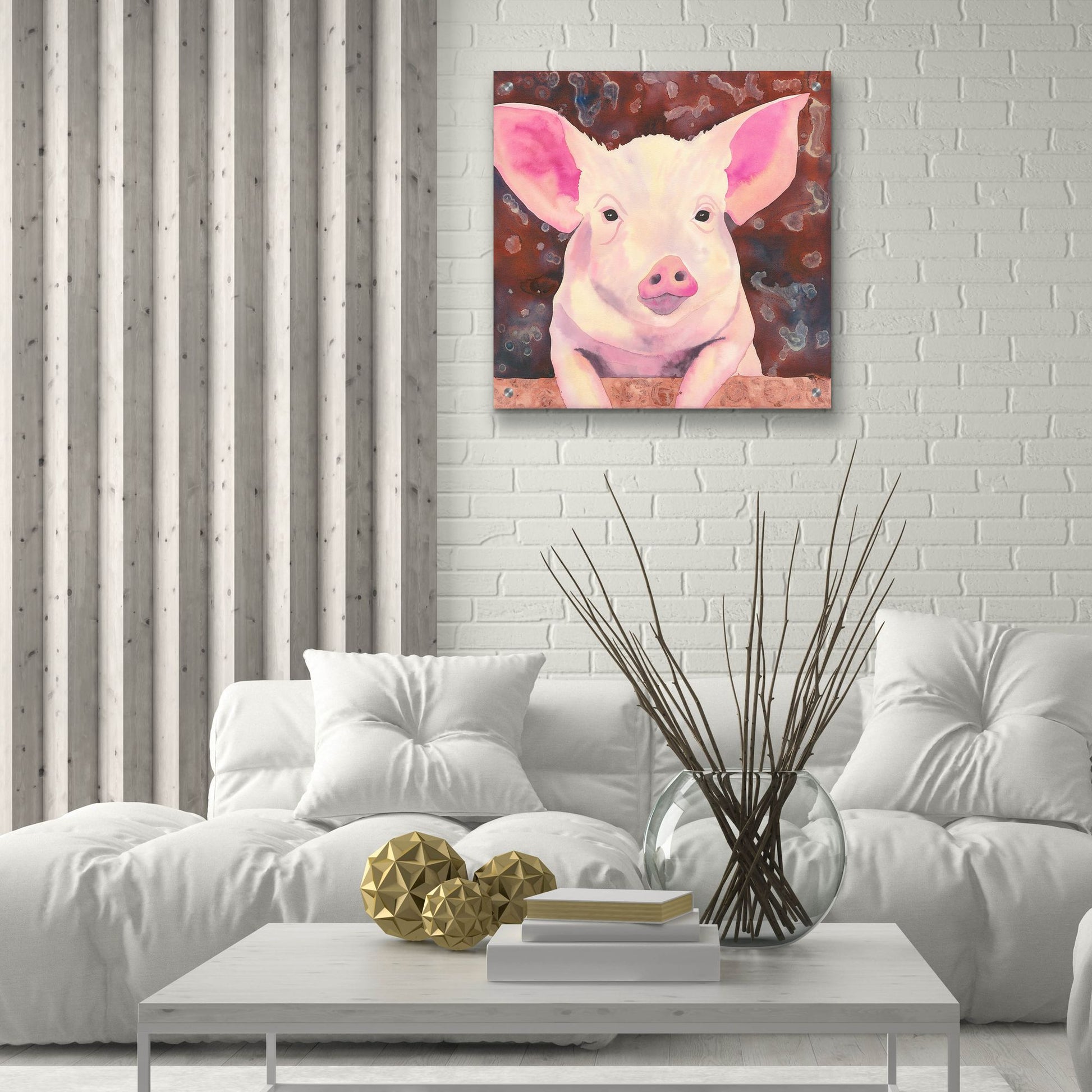 Epic Art 'Pig' by Carissa Luminess, Acrylic Glass Wall Art,24x24