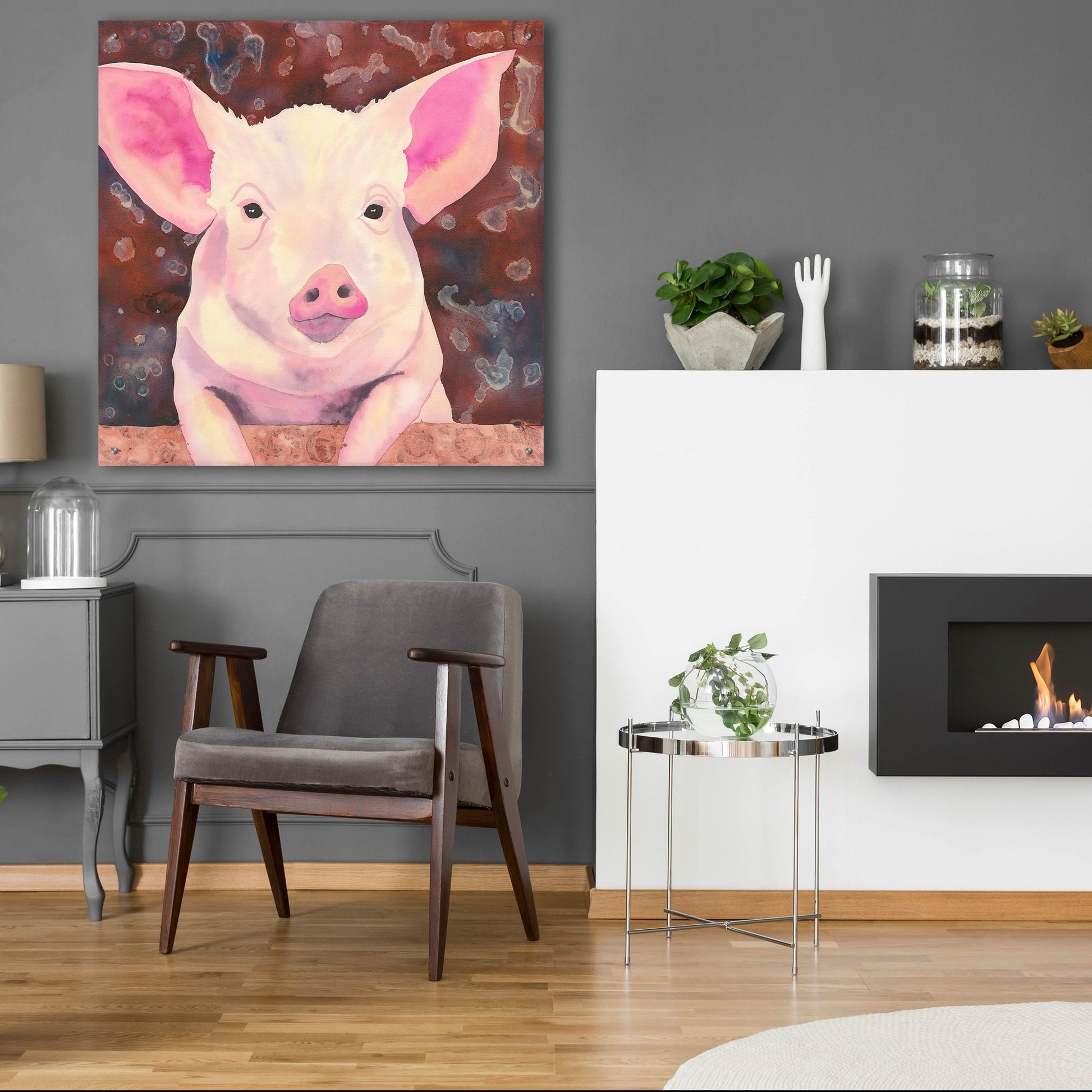 Epic Art 'Pig' by Carissa Luminess, Acrylic Glass Wall Art,36x36