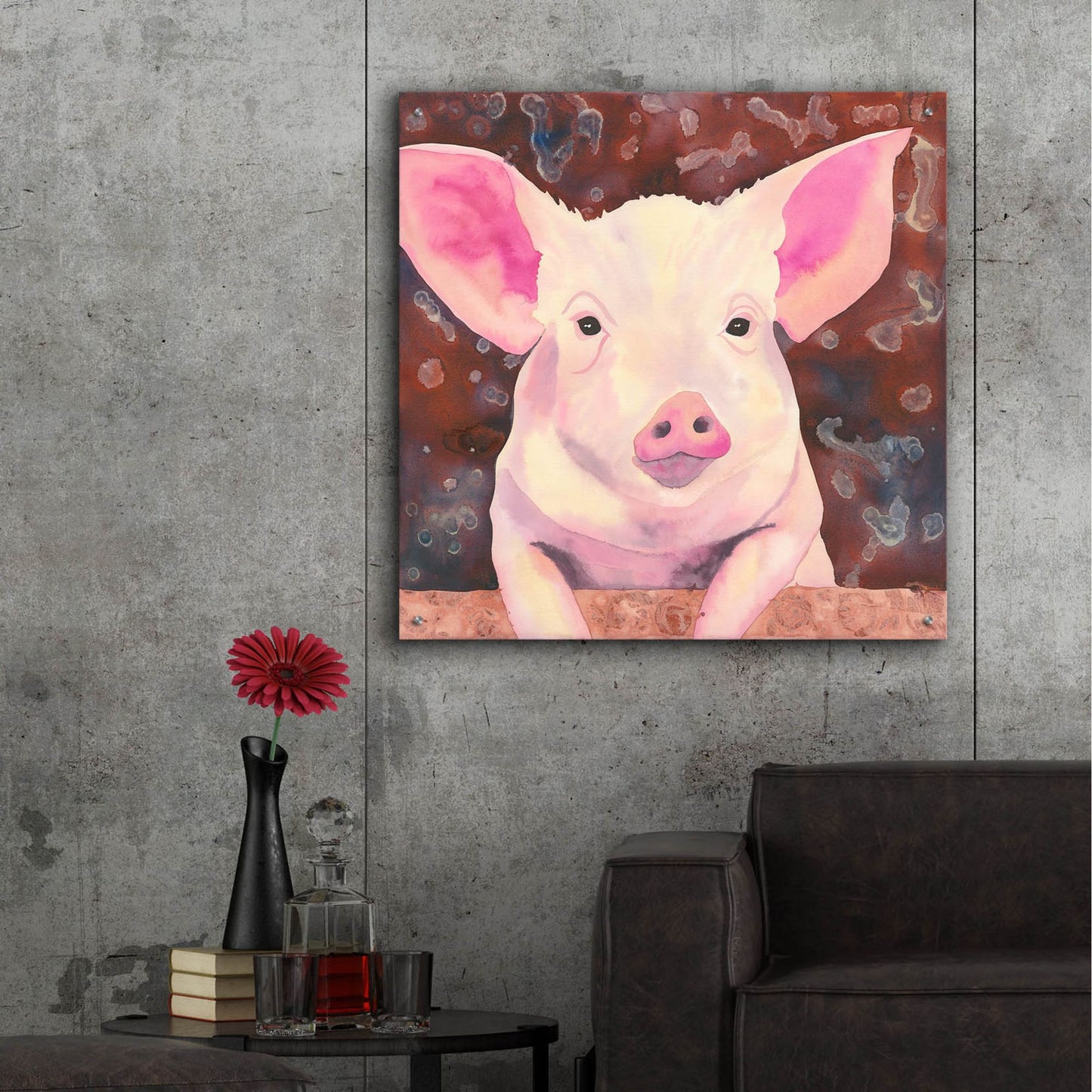 Epic Art 'Pig' by Carissa Luminess, Acrylic Glass Wall Art,36x36