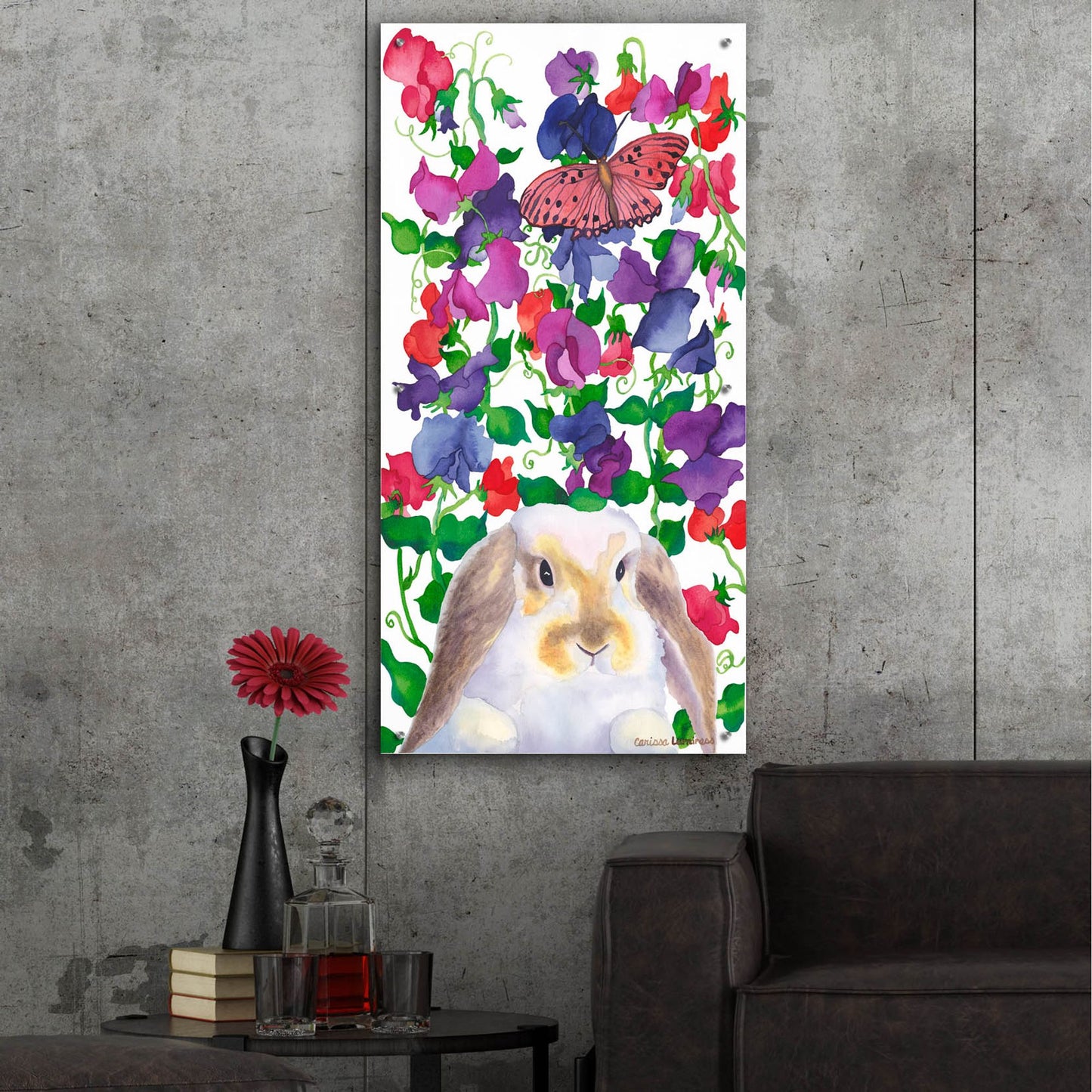 Epic Art 'Bunny Love' by Carissa Luminess, Acrylic Glass Wall Art,24x48