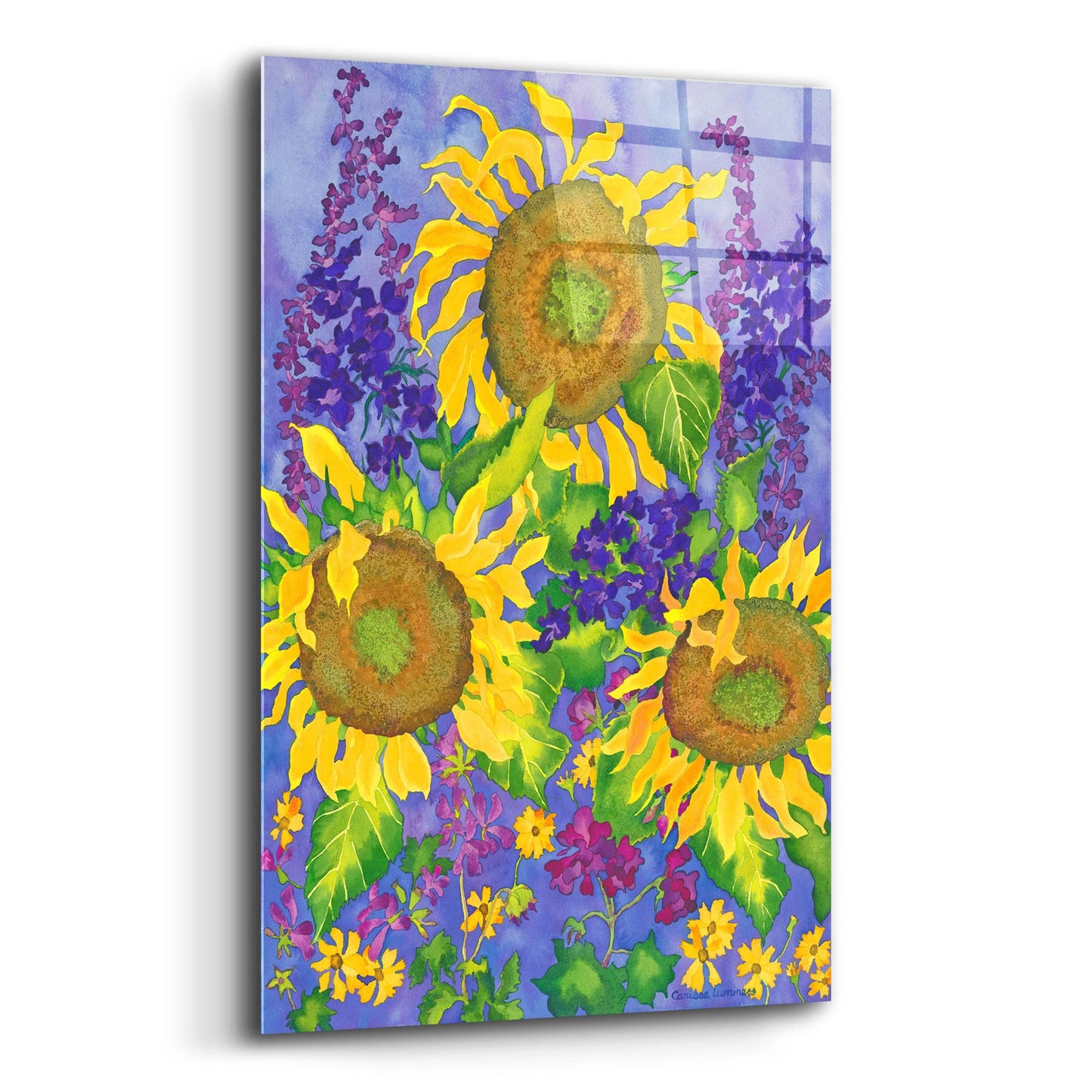 Epic Art 'Sunflower Power' by Carissa Luminess, Acrylic Glass Wall Art,12x16