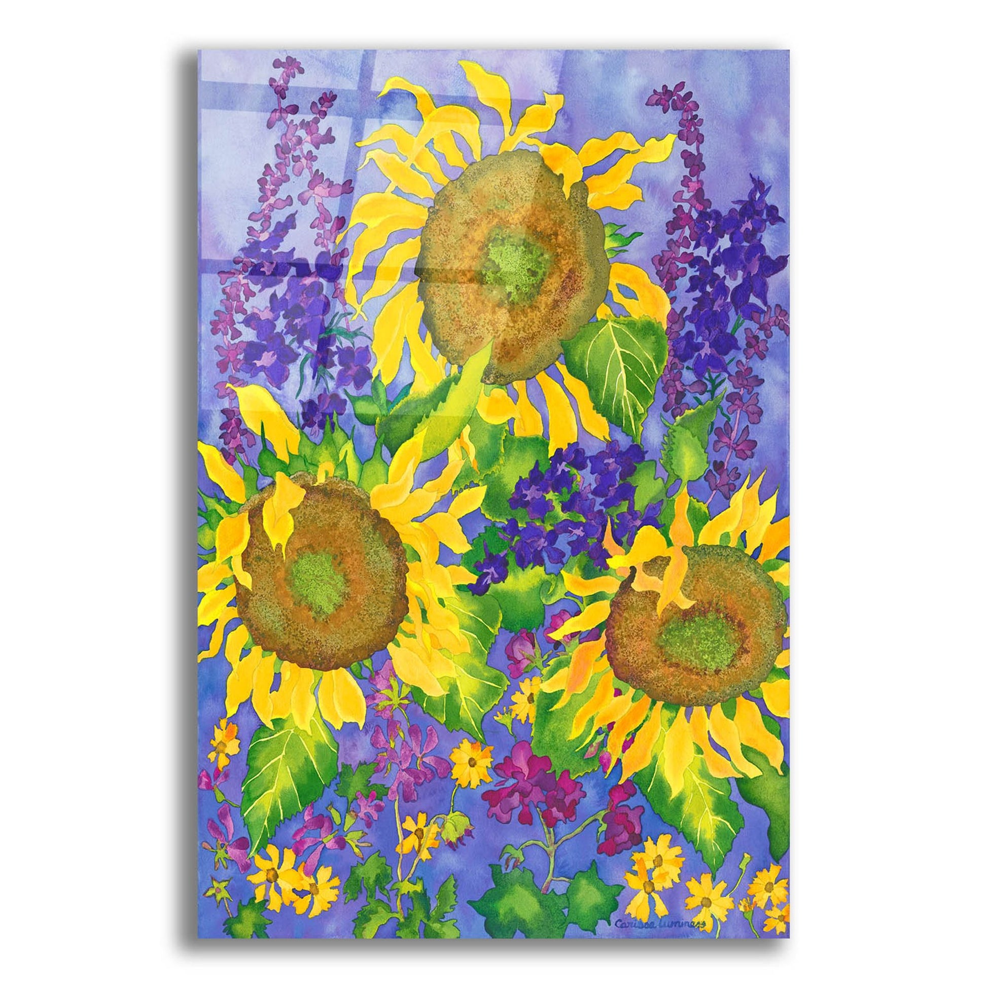 Epic Art 'Sunflower Power' by Carissa Luminess, Acrylic Glass Wall Art,12x16